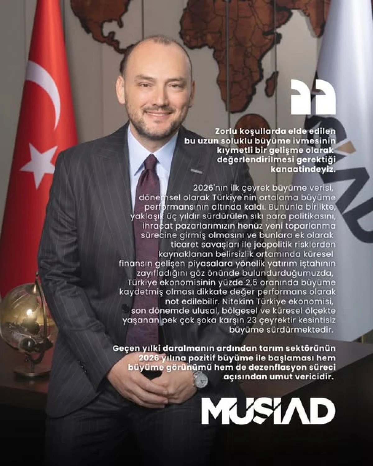 2026 yılı ilk &ccedil;eyrek b&uuml;y&uuml;me rakamlarına ilişkin değerlendirmelerde bulundu. 