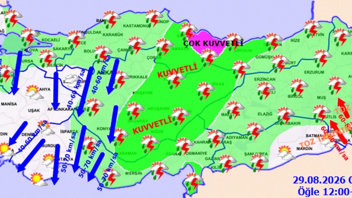 29 Ağustos Cumartesi Meteoroloji