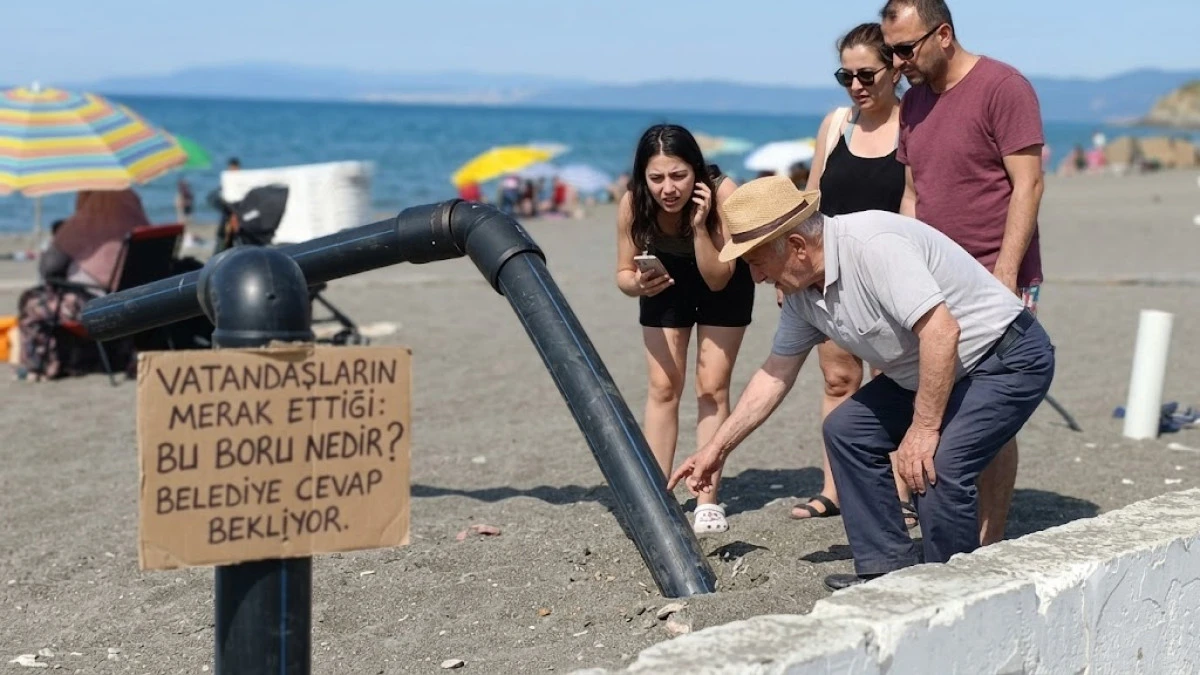 AK&Ccedil;AKOCA &Ccedil;UHALLI PLAJINDA "GİZEMLİ BORU" BİLMECESİ: