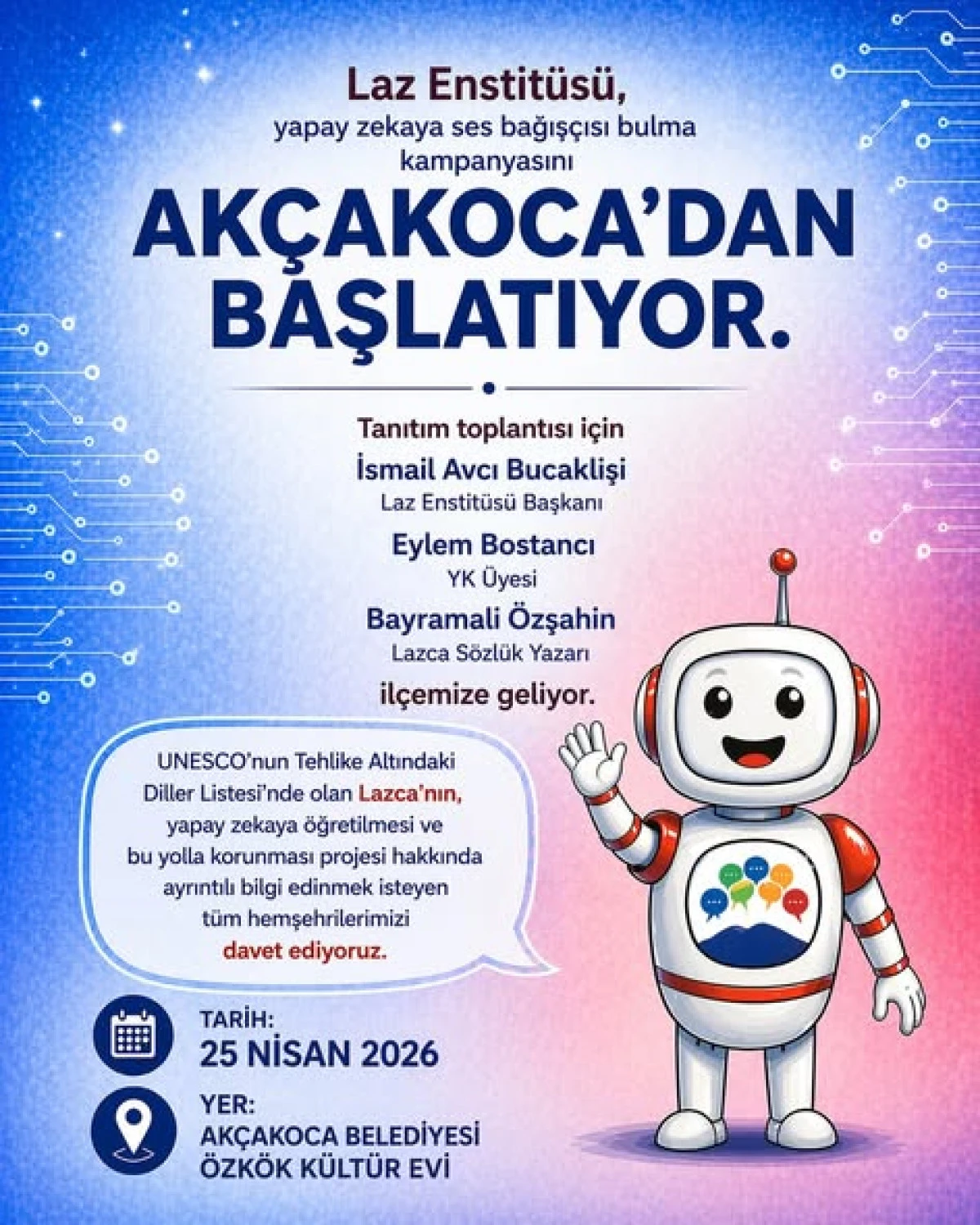 AK&Ccedil;AKOCA DA LAZ K&Uuml;LT&Uuml;R&Uuml; KONUŞULACAK