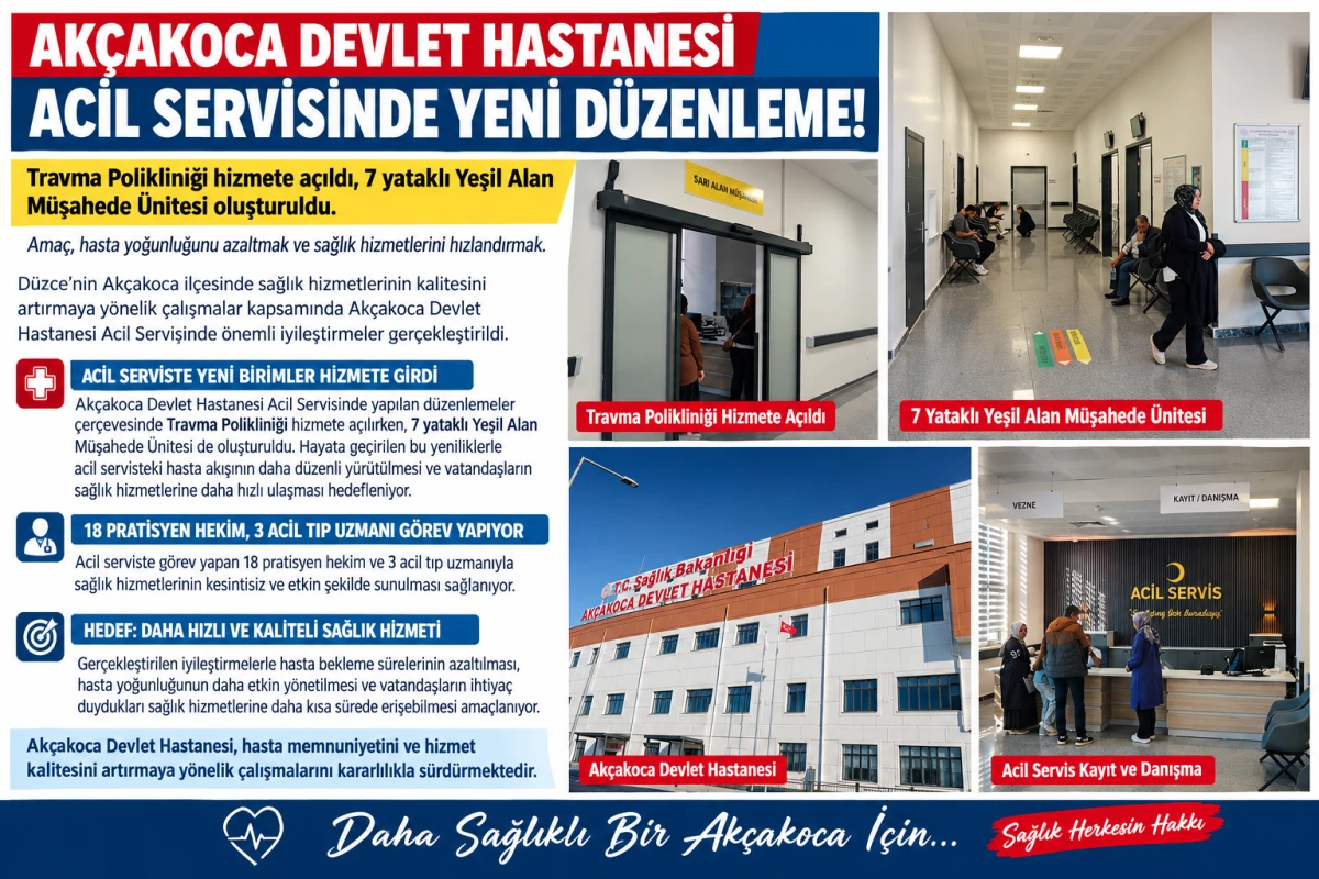 AK&Ccedil;AKOCA DEVLET HASTANESİ ACİL SERVİSİNDE YENİ D&Uuml;ZENLEME!