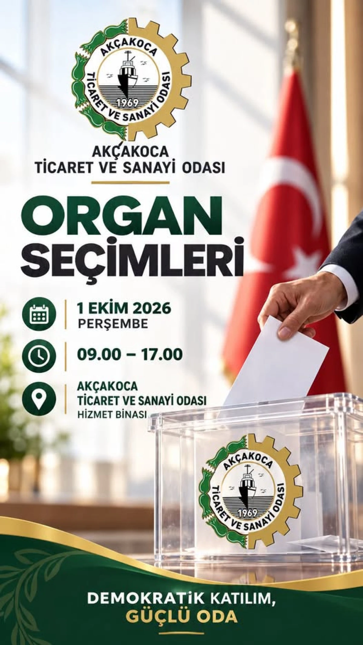 Ak&ccedil;akoca Ticaret ve Sanayi Odası&rsquo;nda Organ Se&ccedil;imleri 1 Ekim&rsquo;de