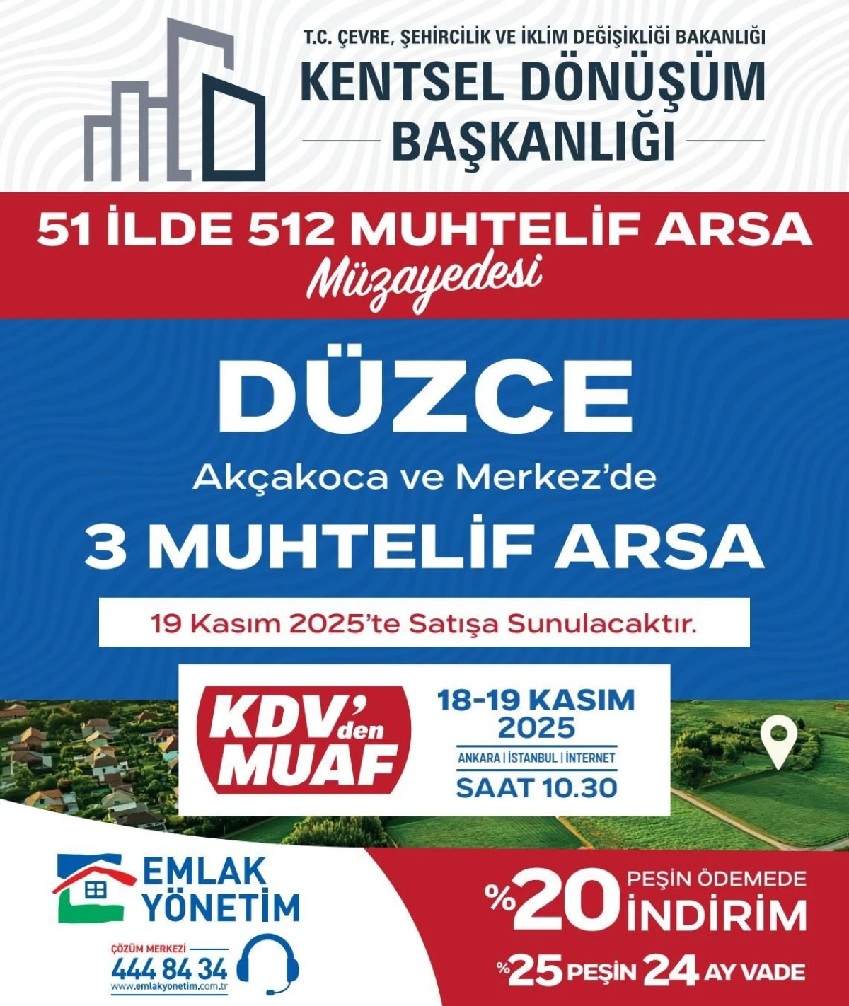 Akçakoca ve Merkez'de 3 muhtelif arsa satışı yapacaktır