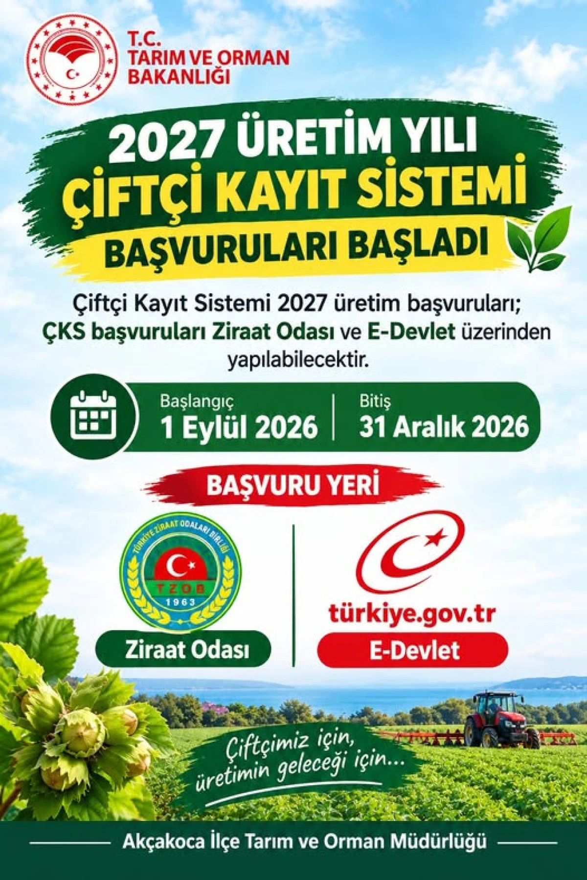 AK&Ccedil;AKOCA&rsquo;DA 2027 &Ccedil;KS BAŞVURULARI BAŞLADI