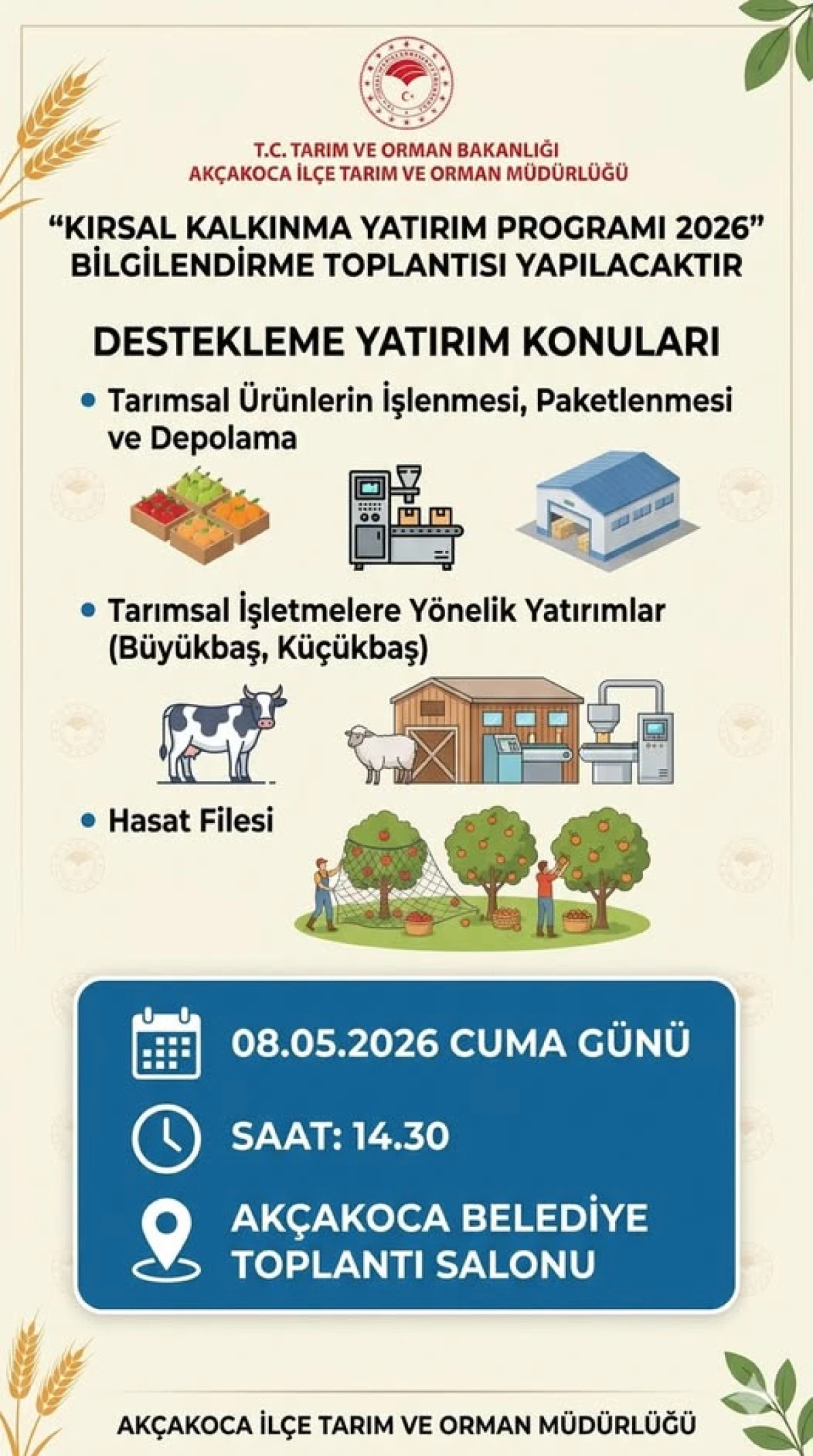 Ak&ccedil;akoca&rsquo;da &Ccedil;ift&ccedil;iye Dev Destek: 