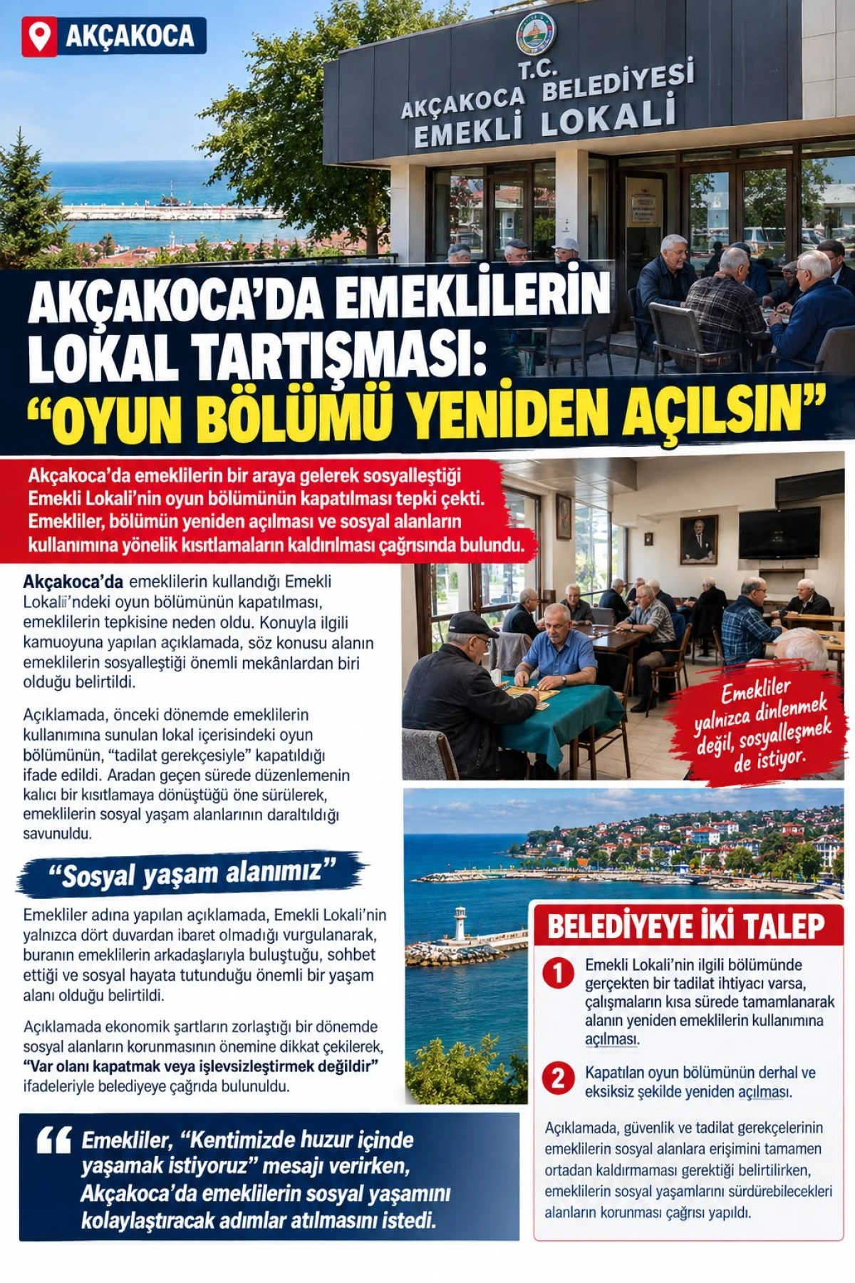 Ak&ccedil;akoca&rsquo;da Emeklilerin Lokal Tartışması