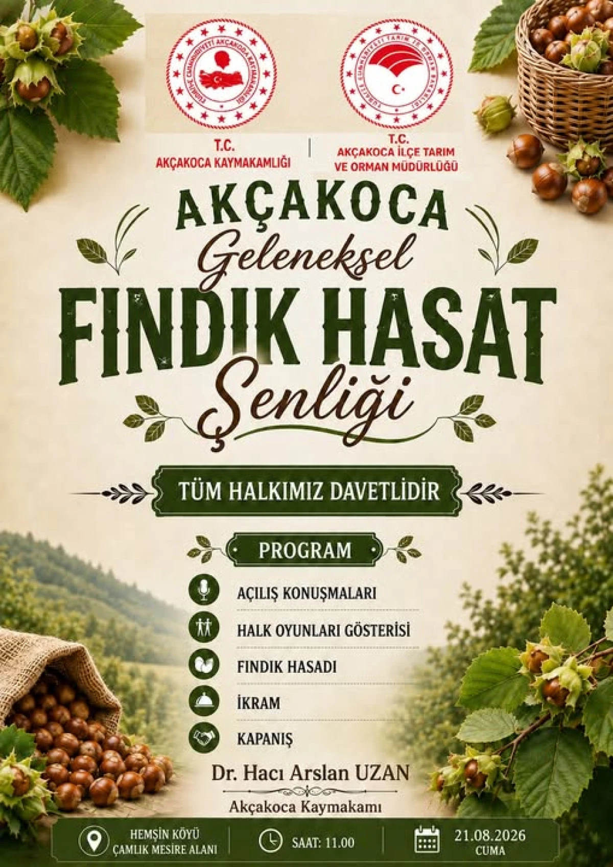 AK&Ccedil;AKOCA&rsquo;DA GELENEKSEL FINDIK HASAT ŞENLİĞİ D&Uuml;ZENLENECEK