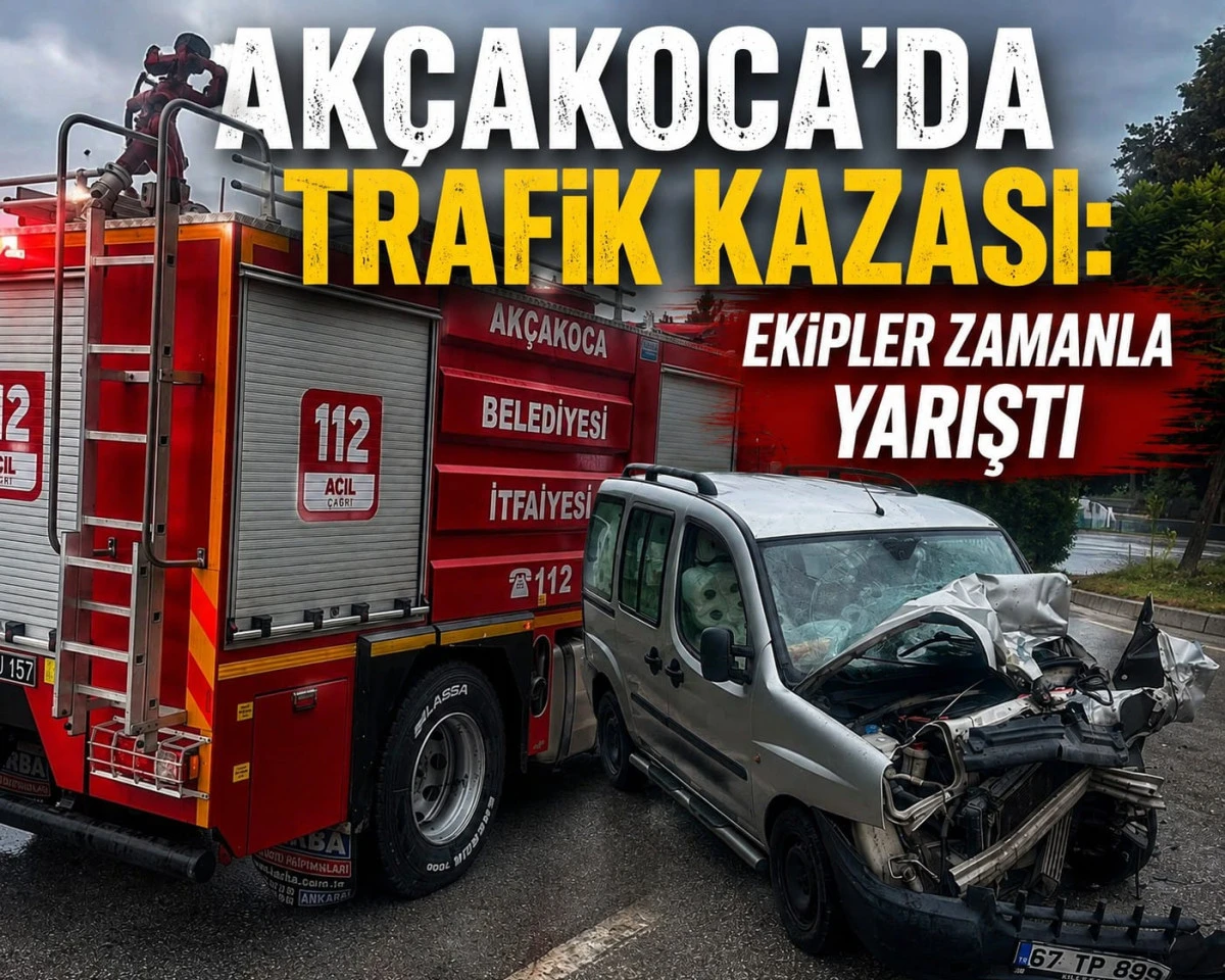 Ak&ccedil;akoca&rsquo;da Korkutan Kaza: 2 Kişi Hastaneye Kaldırıldı