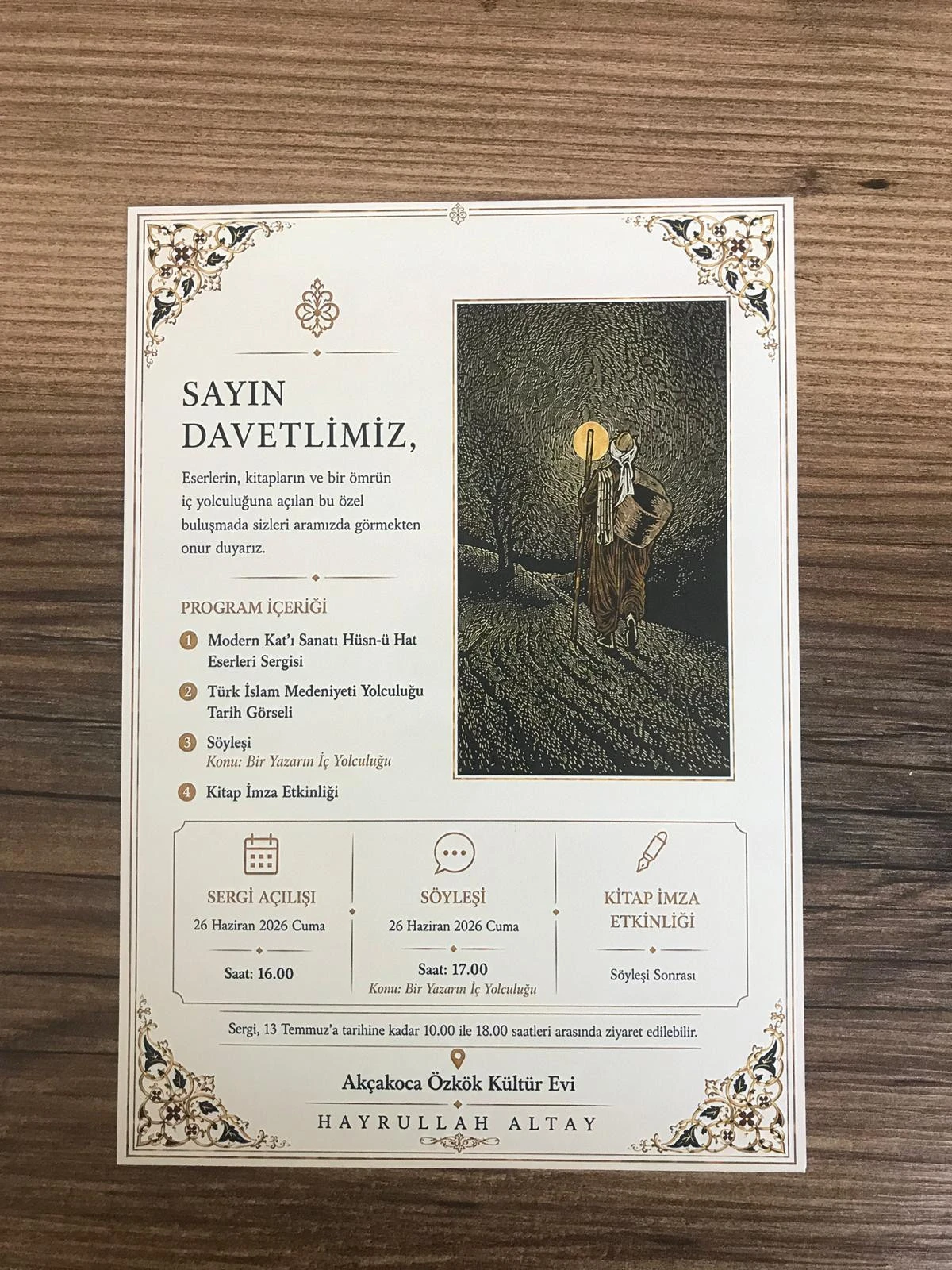 AK&Ccedil;AKOCA&rsquo;DA K&Uuml;LT&Uuml;R VE SANAT DOLU BULUŞMA: HAYRULLAH ALTAY&rsquo;DAN &Ouml;ZEL ETKİNLİK