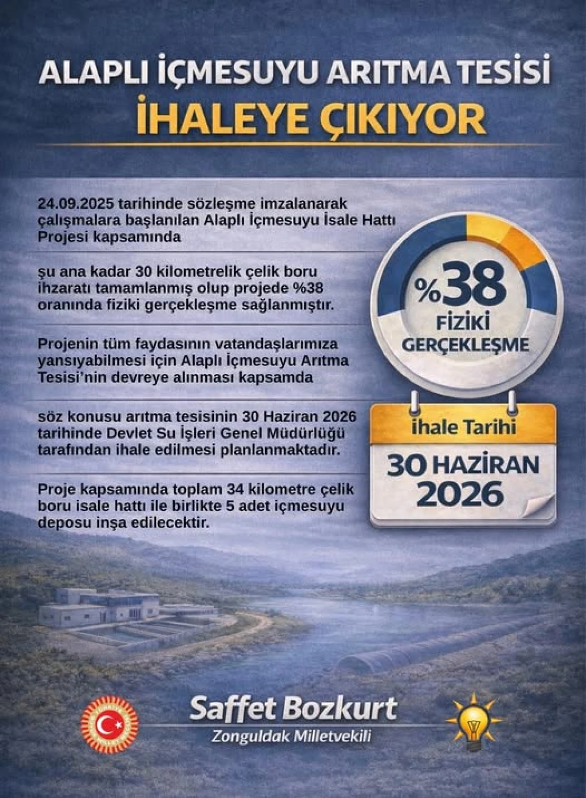 Alaplı İ&ccedil;mesuyu Arıtma Tesisi İhaleye &Ccedil;ıkıyor