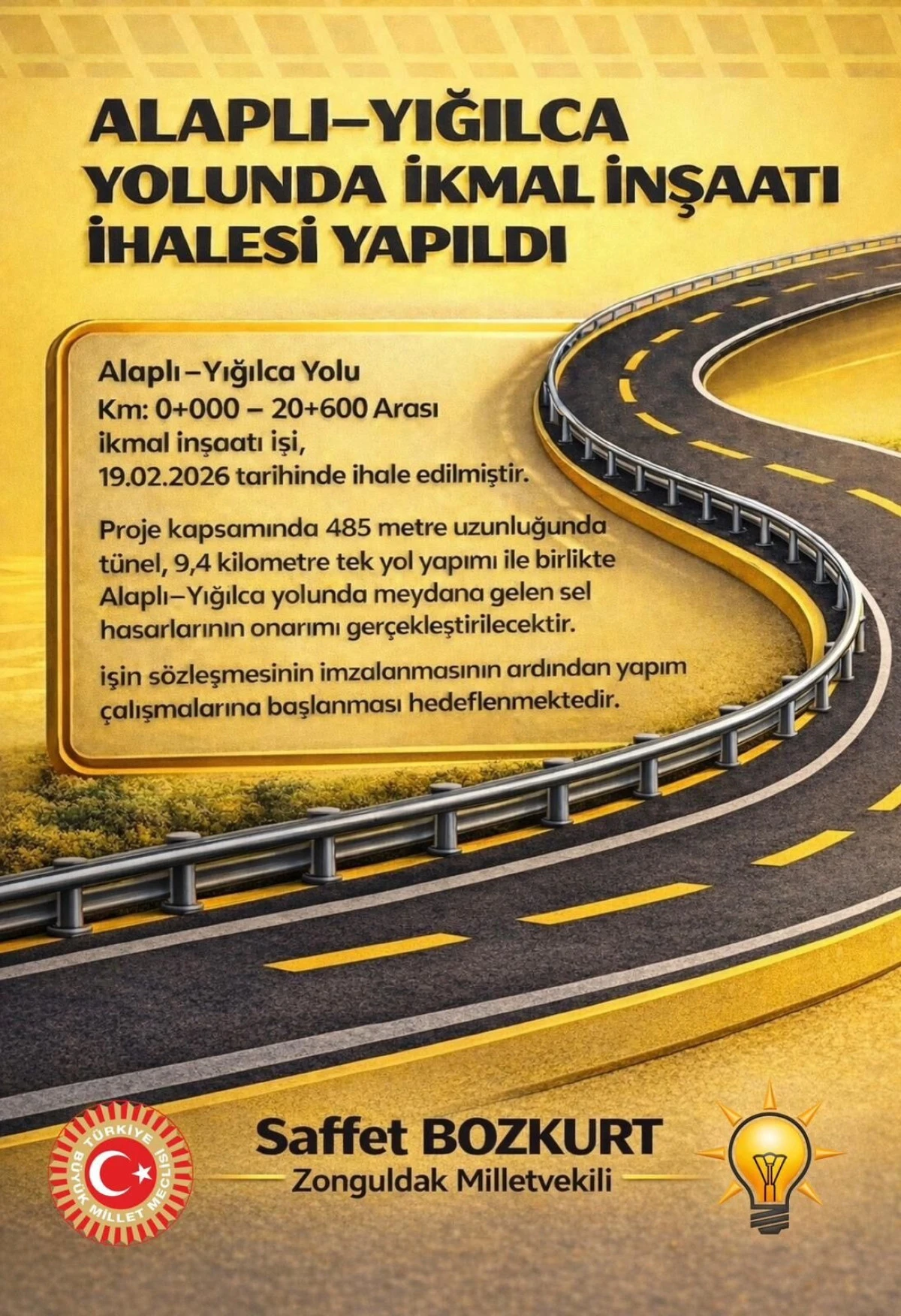 Alaplı&ndash;Yığılca yolu i&ccedil;in ikmal inşaatı ihalesi ger&ccedil;ekleştirildi