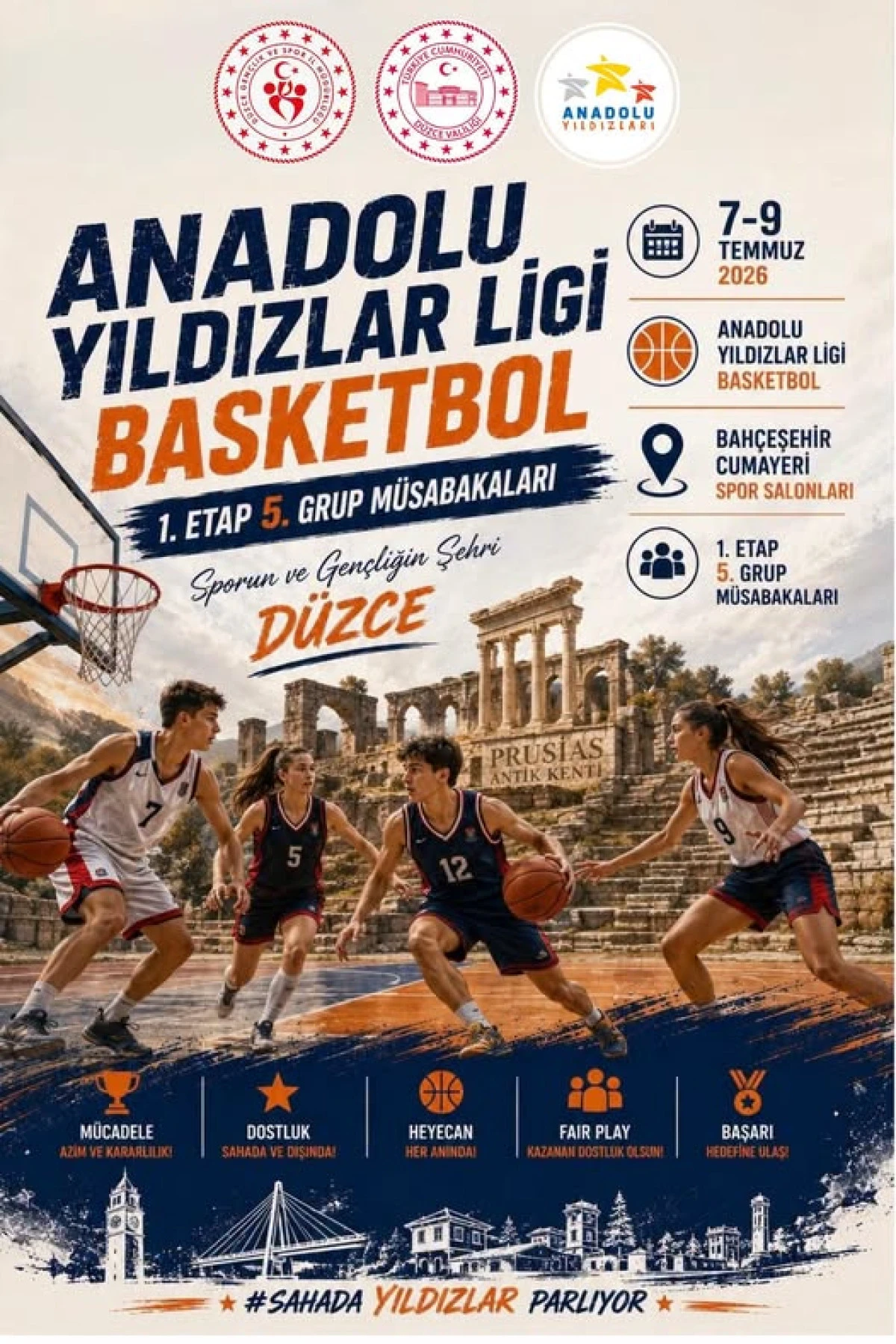 Anadolu Yıldızlar Ligi Basketbol 1. Etap 5. Grup M&uuml;sabakaları D&uuml;zce'de D&uuml;zenlenecek