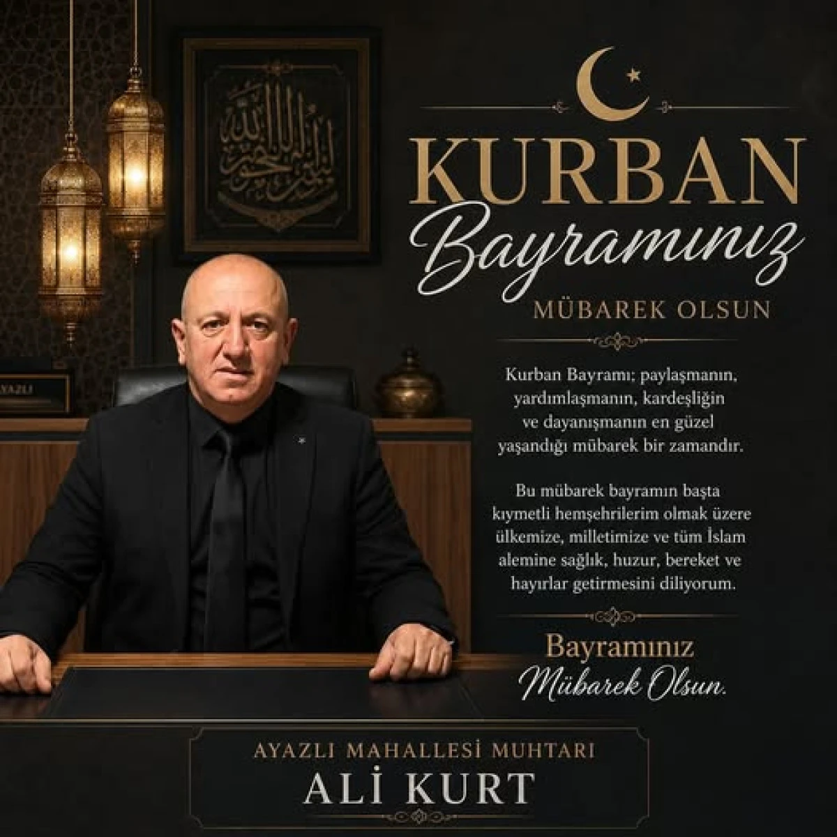 AYAZLI MAHALLE MUHTARI ALİ KURT TAN KURBAN BAYRAM MESAJI