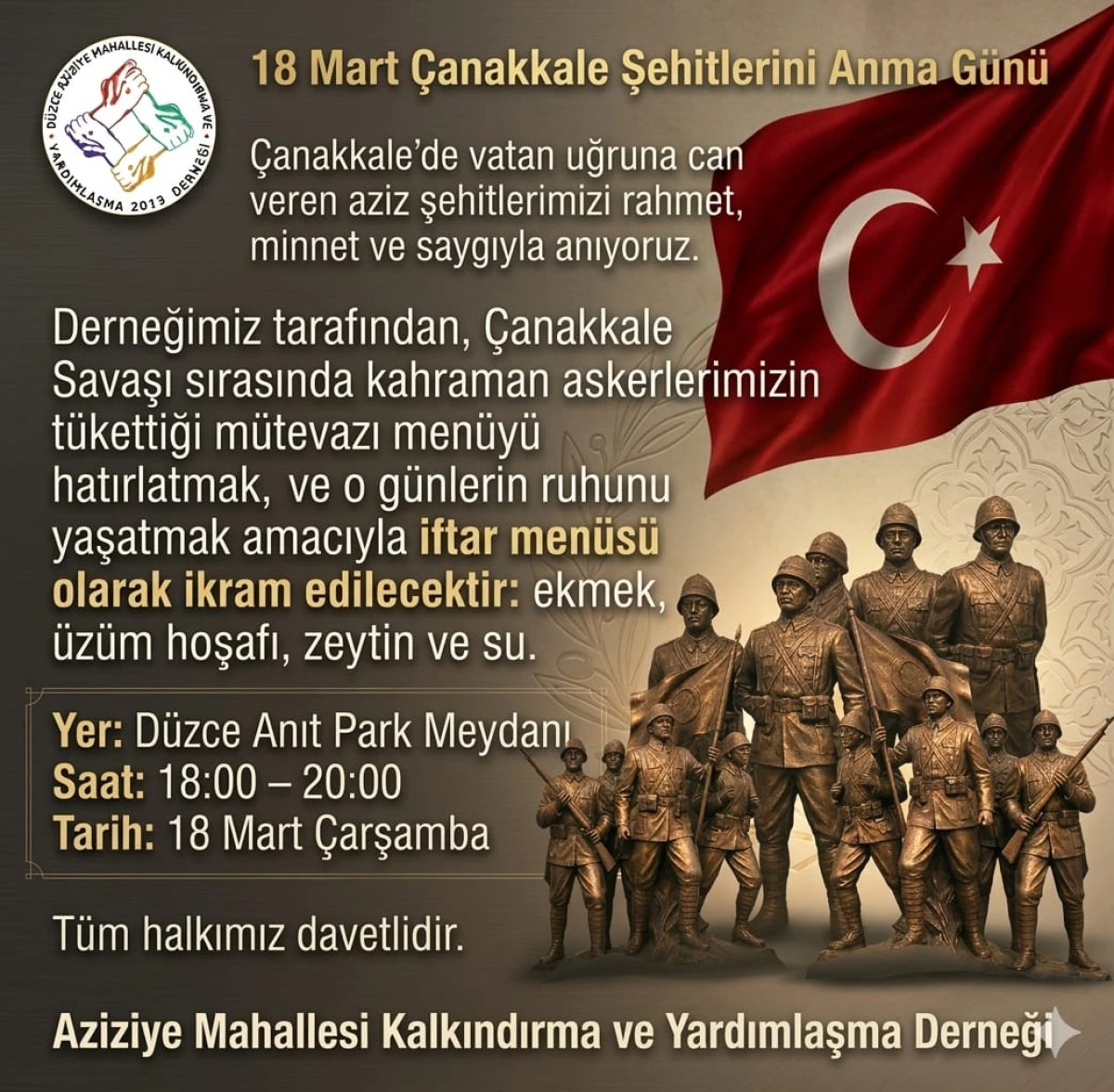 Aziziye Yardımlaşma ve Kalkınma Derneği&rsquo;nden Anlamlı 18 Mart Programı