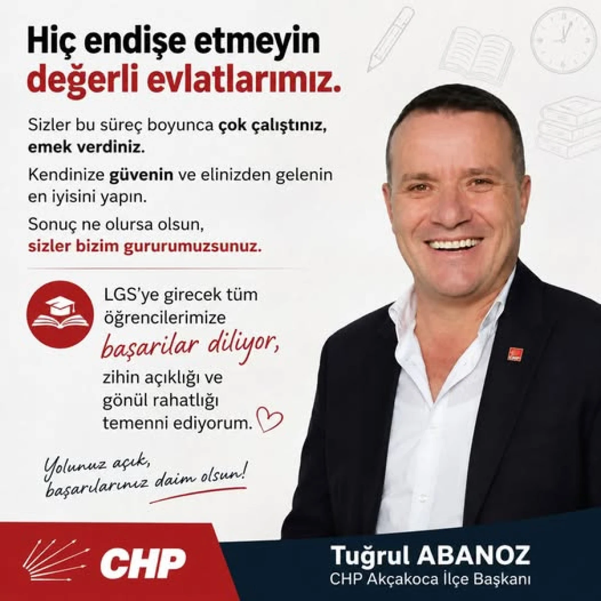 BAŞKAN ABANOZ DAN, LGS &Ouml;ĞRENCİLERİNE BAŞARI MESAJI