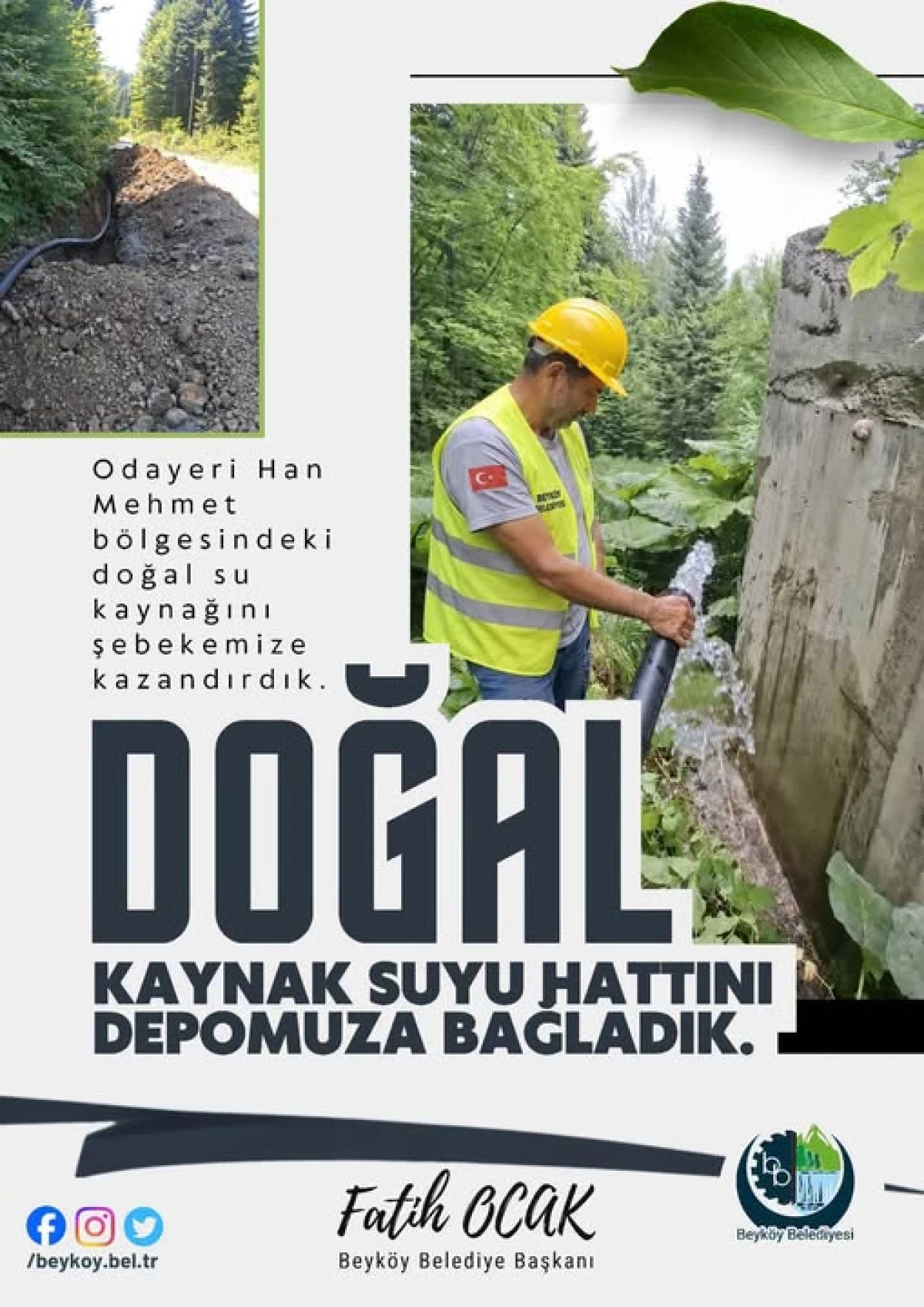 Başkan Fatih Ocak'tan Beyk&ouml;y'e Yeni İ&ccedil;me Suyu Kaynağı