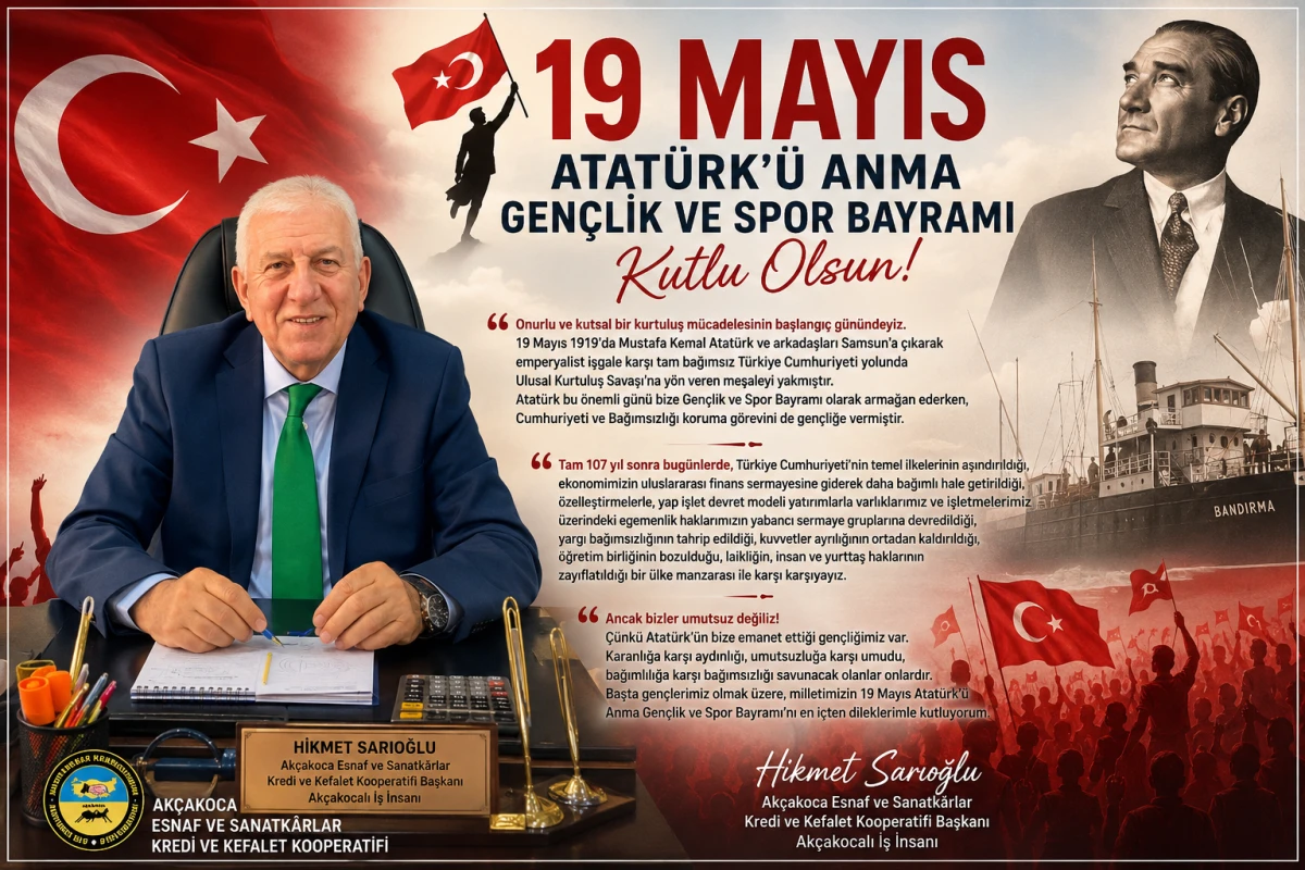 Başkan Sarıoğlu,Onurlu ve kutsal bir kurtuluş m&uuml;cadelesinin başlangı&ccedil; g&uuml;n&uuml;ndeyiz.
