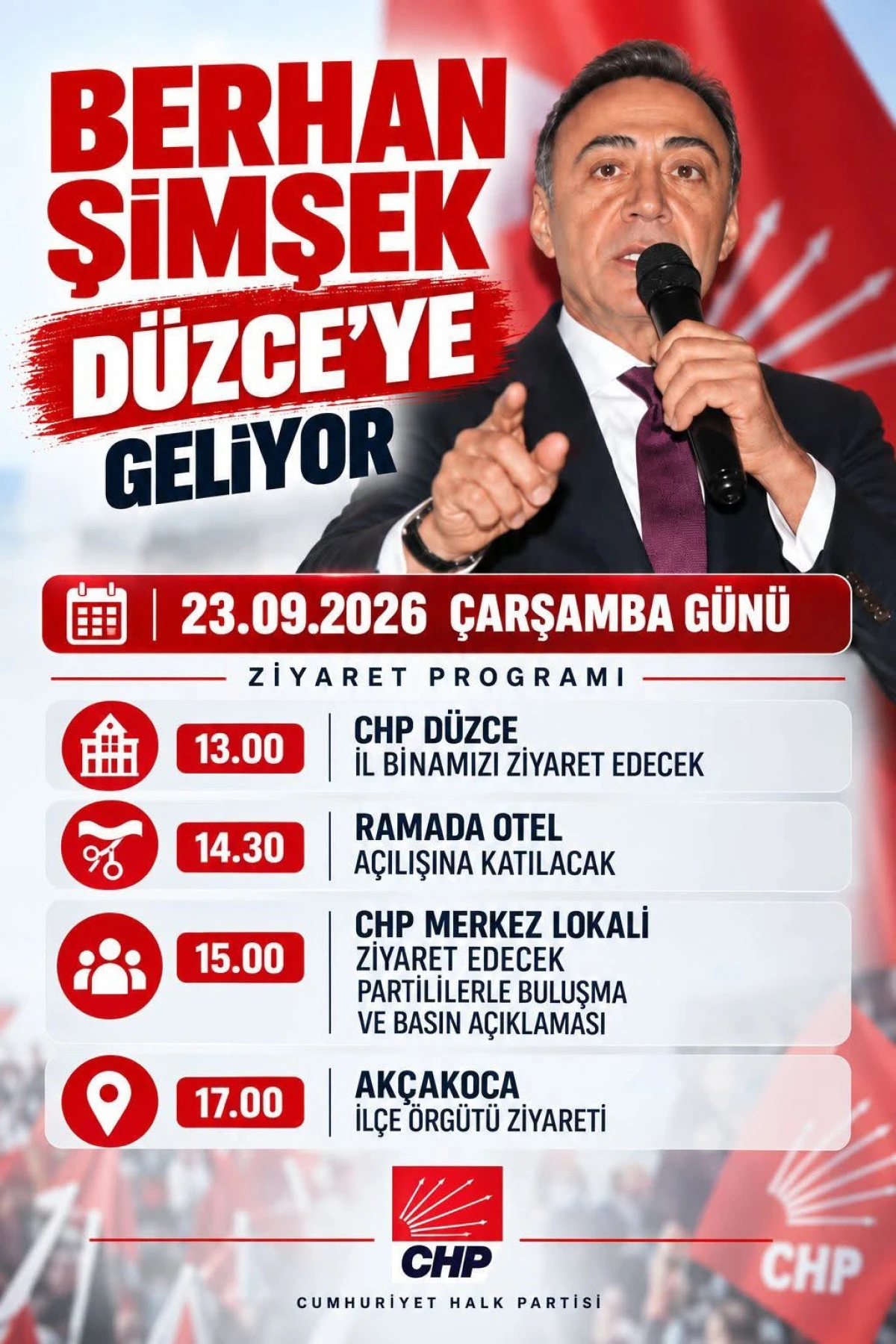 BERHAN ŞİMŞEK D&Uuml;ZCE&rsquo;YE GELİYOR
