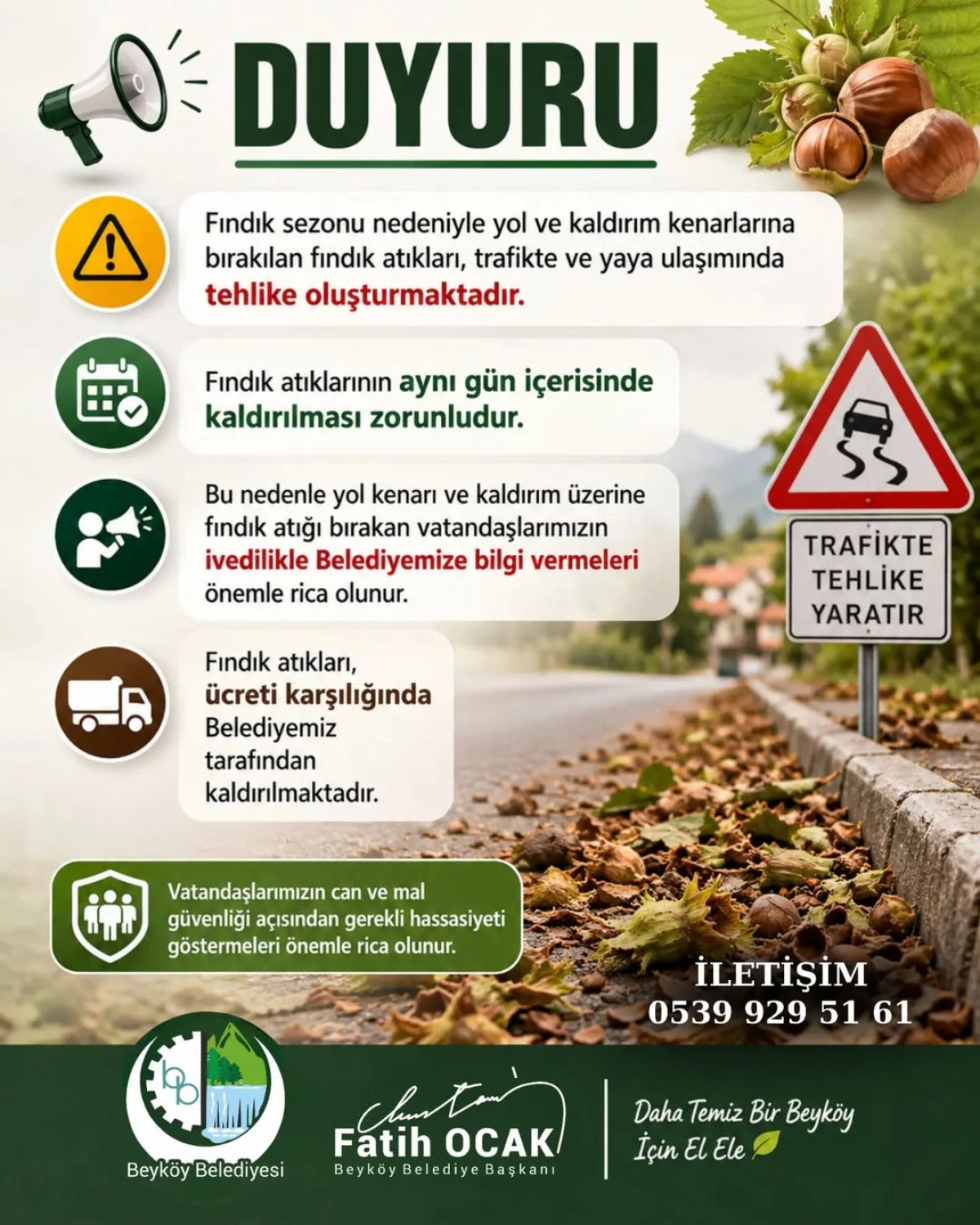 Beyk&ouml;y Belediyesi&rsquo;nden Fındık Atığı Uyarısı
