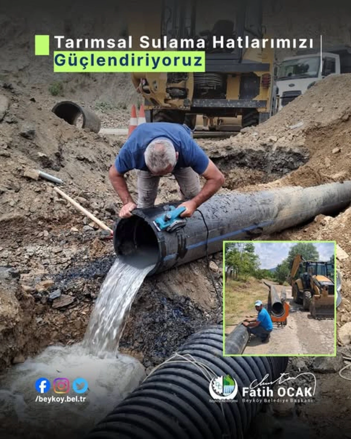 Beyk&ouml;y de Tarımsal Sulama Hatları g&uuml;&ccedil;leniyor