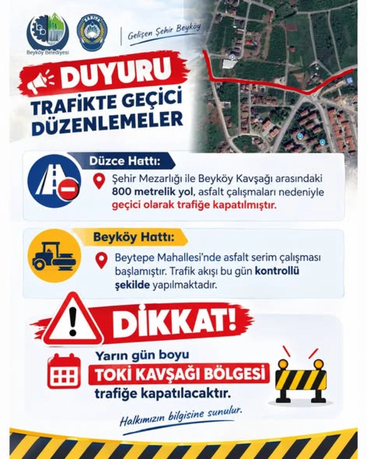 BEYK&Ouml;Y&rsquo;DE ASFALT MESAİSİ: BAZI YOLLAR TRAFİĞE KAPATILACAK!