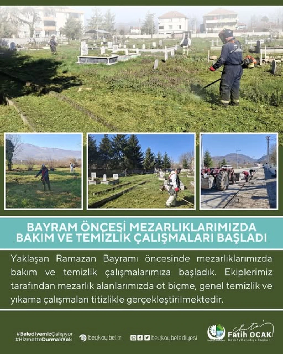 Beyk&ouml;y&rsquo;de Bayram &Ouml;ncesi Mezarlıklarda Bakım ve Temizlik &Ccedil;alışmaları Başladı