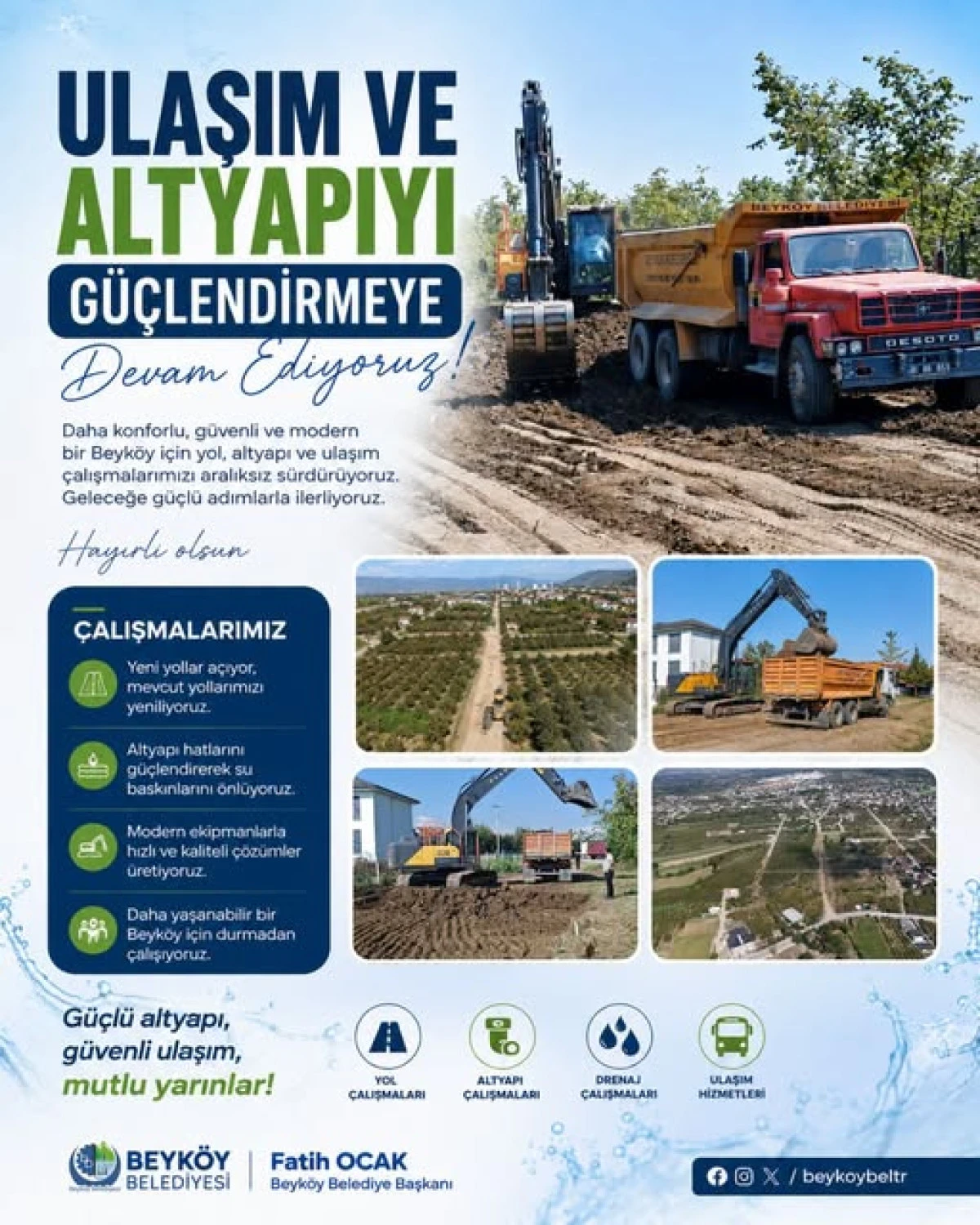 Beyk&ouml;y&rsquo;de Ulaşım ve Altyapı Seferberliği Aralıksız Devam Ediyor
