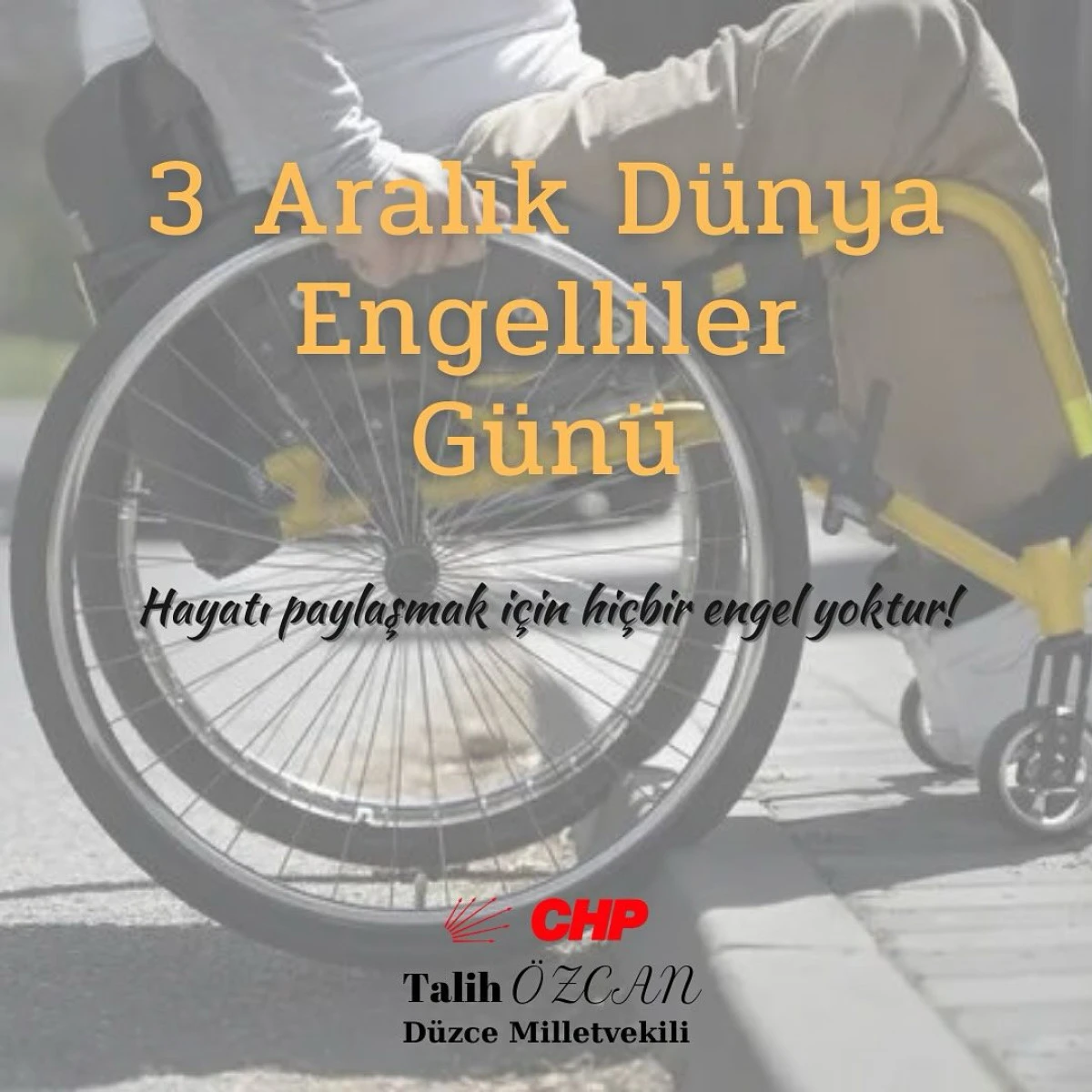 CHP VEKİLİ TALİH ÖZCAN DAN, 3 ARALIK  ENGELİLİLER GÜNÜ  MESAJI