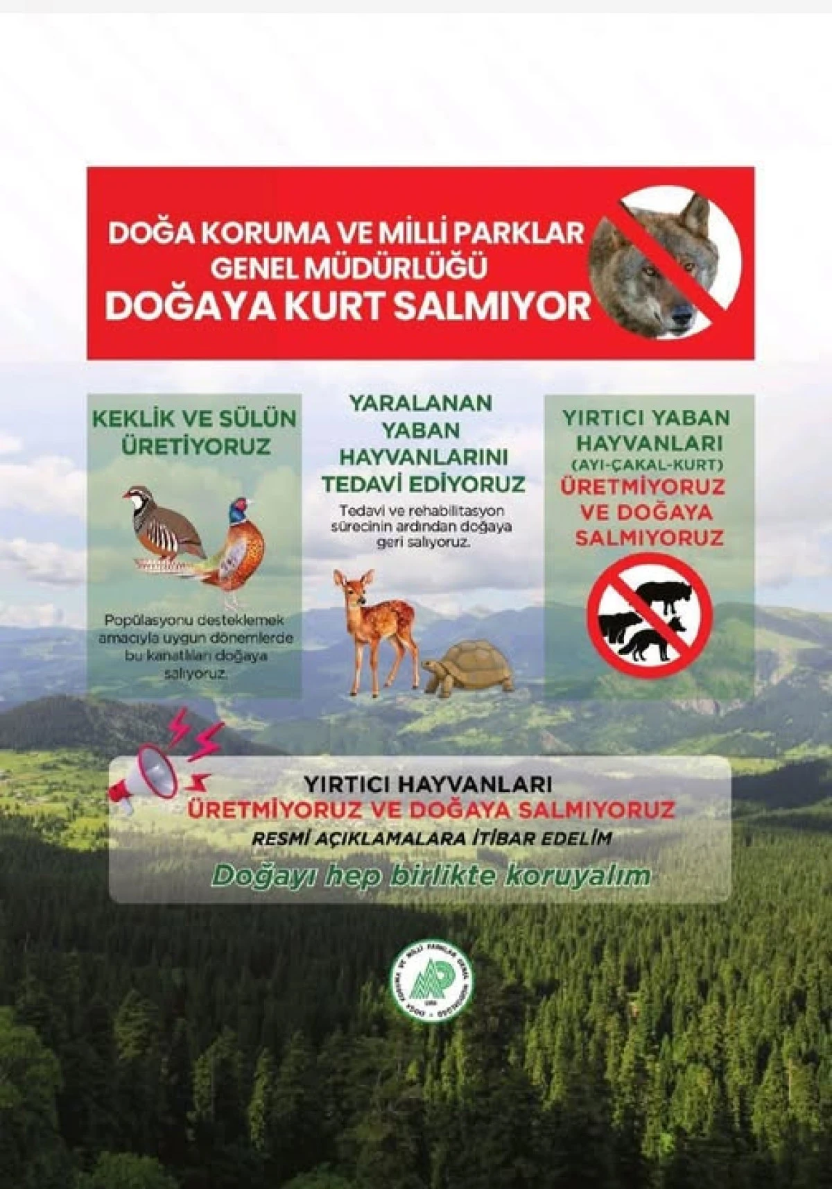 DKMP'den Net Uyarı: "Doğaya Kurt ve Yırtıcı Hayvan Salmıyoruz!"