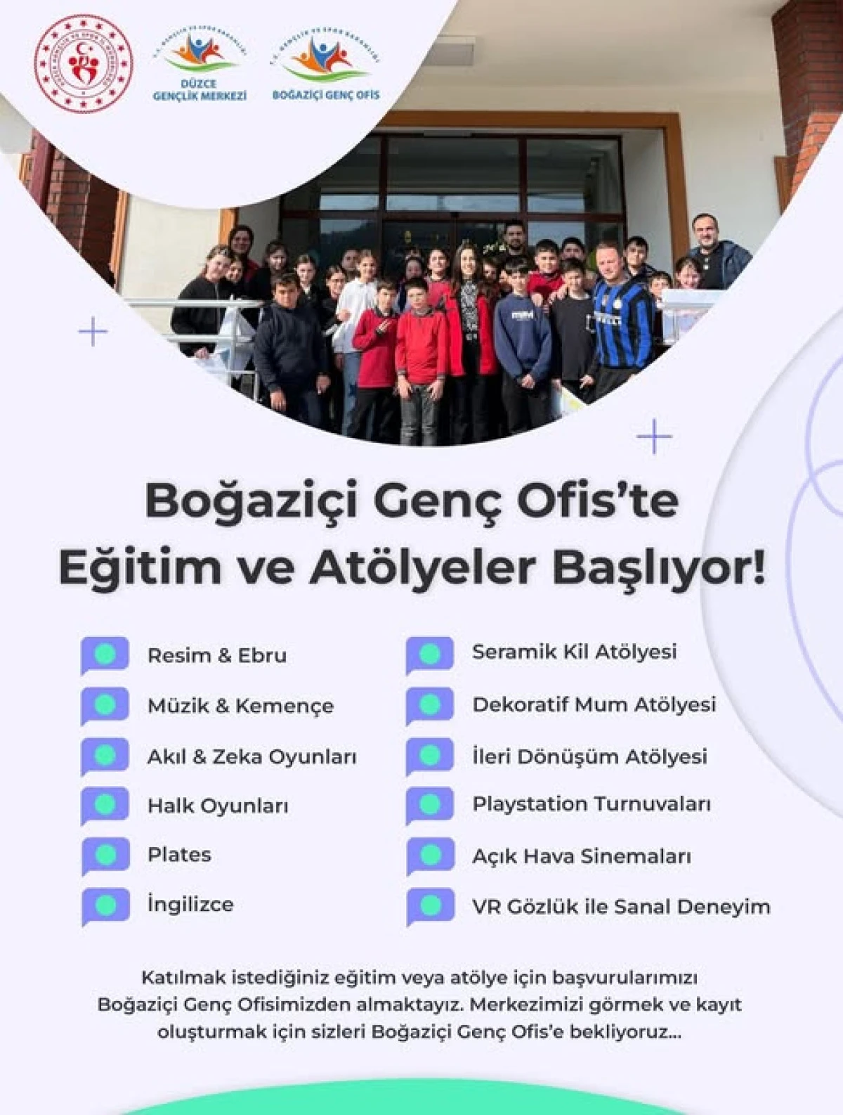 D&uuml;zce Boğazi&ccedil;i Gen&ccedil; Ofis&rsquo;te Kurs ve At&ouml;lye Heyecanı Başlıyor