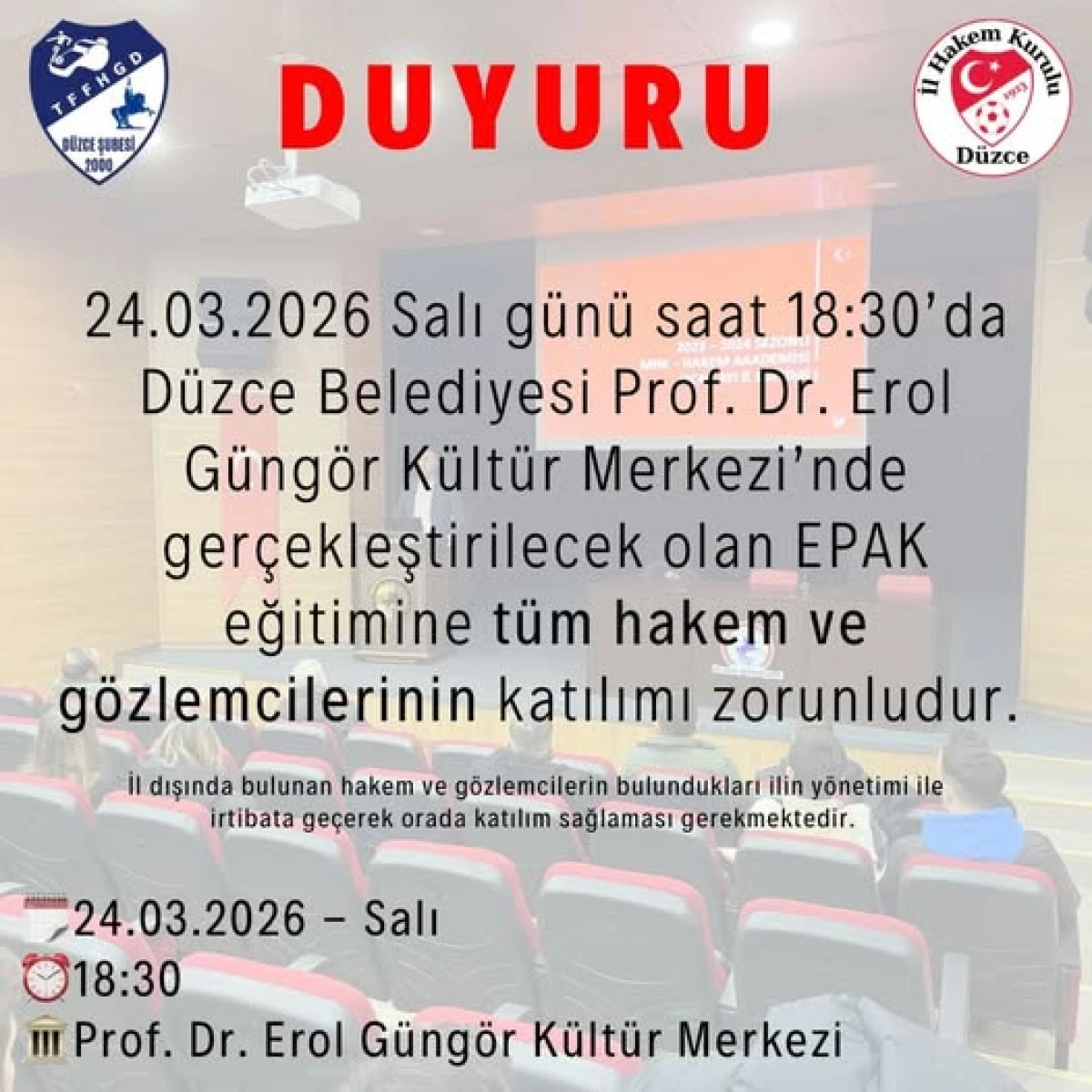 D&uuml;zce b&ouml;lgesi hakemlerine EPAK