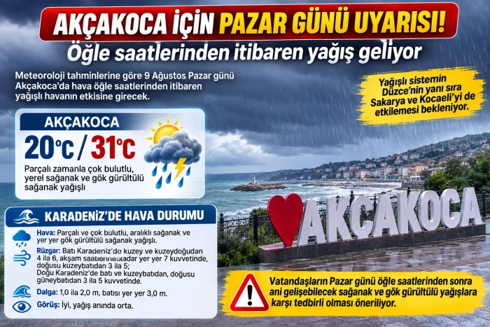 D&uuml;zce İ&ccedil;in Pazar G&uuml;n&uuml; Uyarısı: Yağış Geliyor!