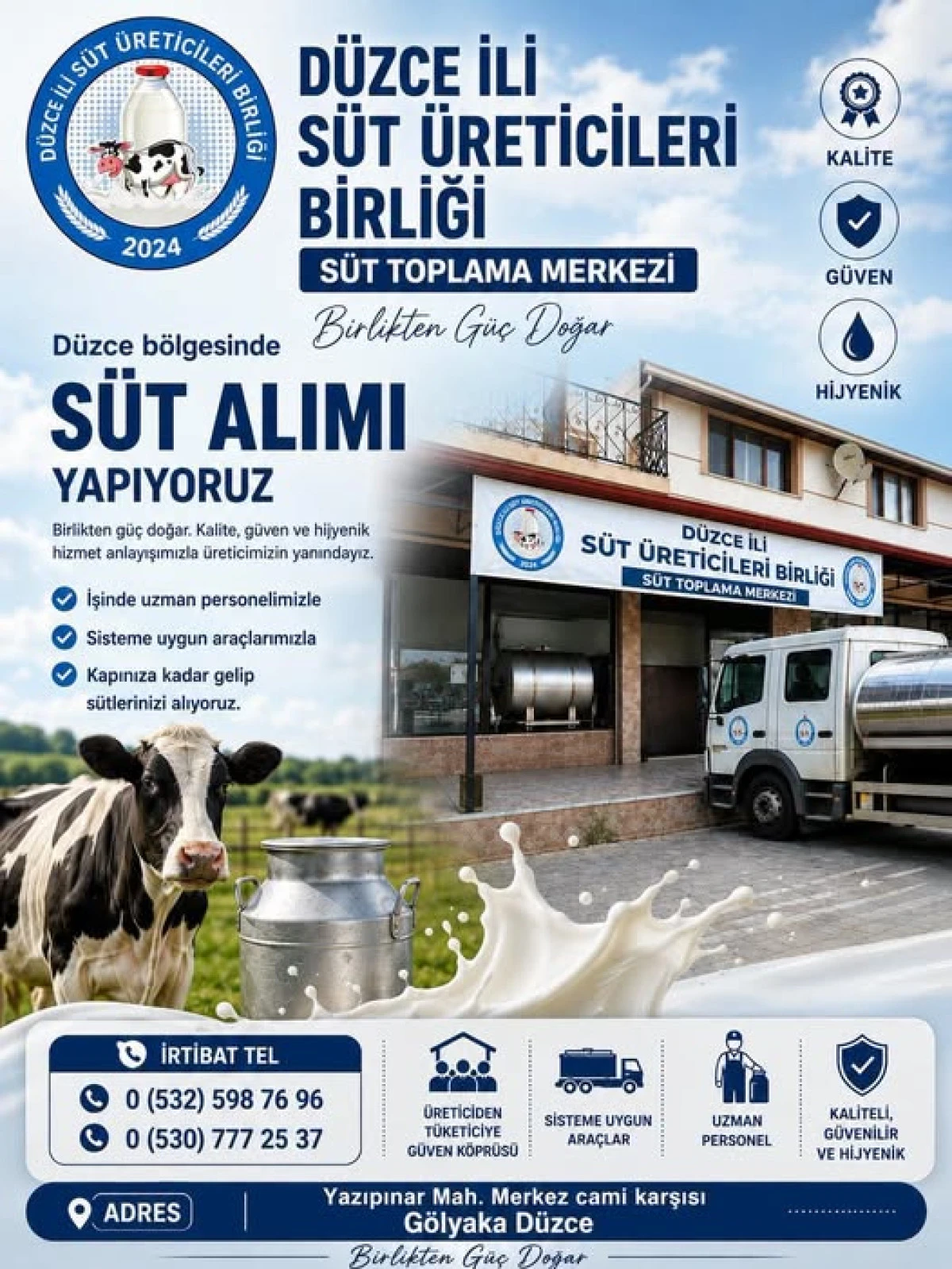 D&uuml;zce İli S&uuml;t &Uuml;reticileri Birliği Kamuoyu Duyurusu