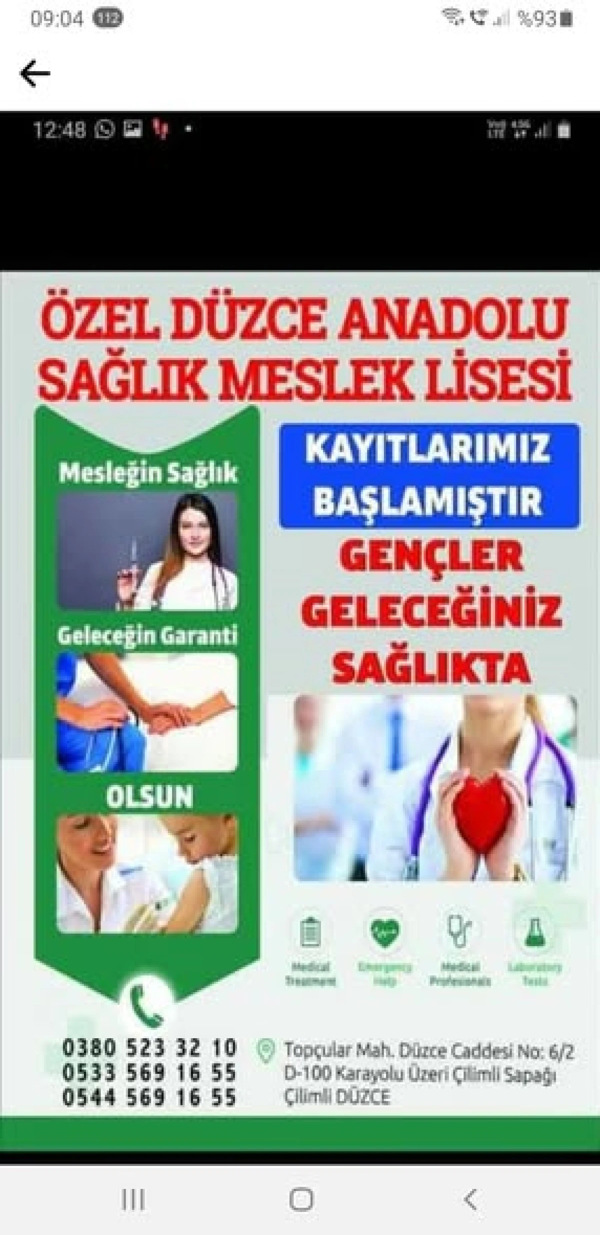 D&uuml;zce &Ouml;zel Sağlık Meslek Lisesi ve Teknoloji Koleji&rsquo;nde Yeni D&ouml;nem Kayıtları Başladı