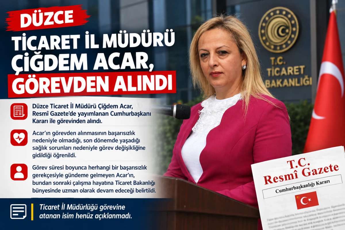 D&Uuml;ZCE TİCARET İL M&Uuml;D&Uuml;R&Uuml; &Ccedil;İĞDEM ACAR G&Ouml;REVDEN ALINDI