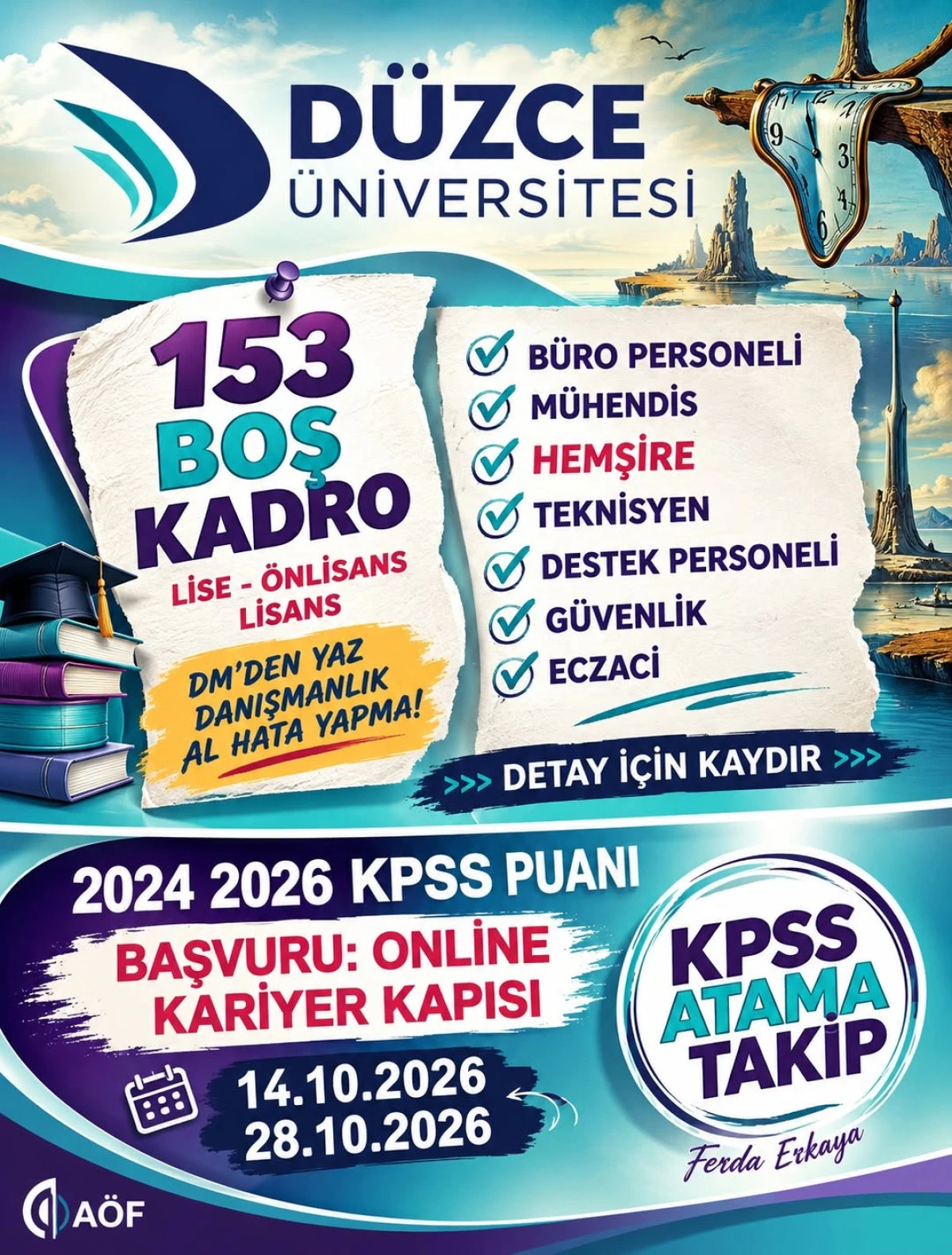 D&Uuml;ZCE &Uuml;NİVERSİTESİ 153 BOŞ KADRO İ&Ccedil;İN PERSONEL ALIMI!