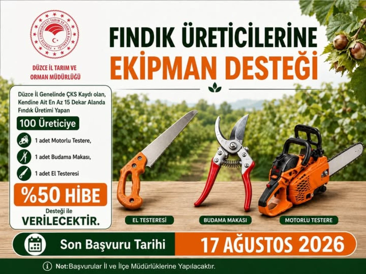 D&uuml;zce&rsquo;de Fındık &Uuml;reticilerine %50 Hibe Desteği M&uuml;jdesi!