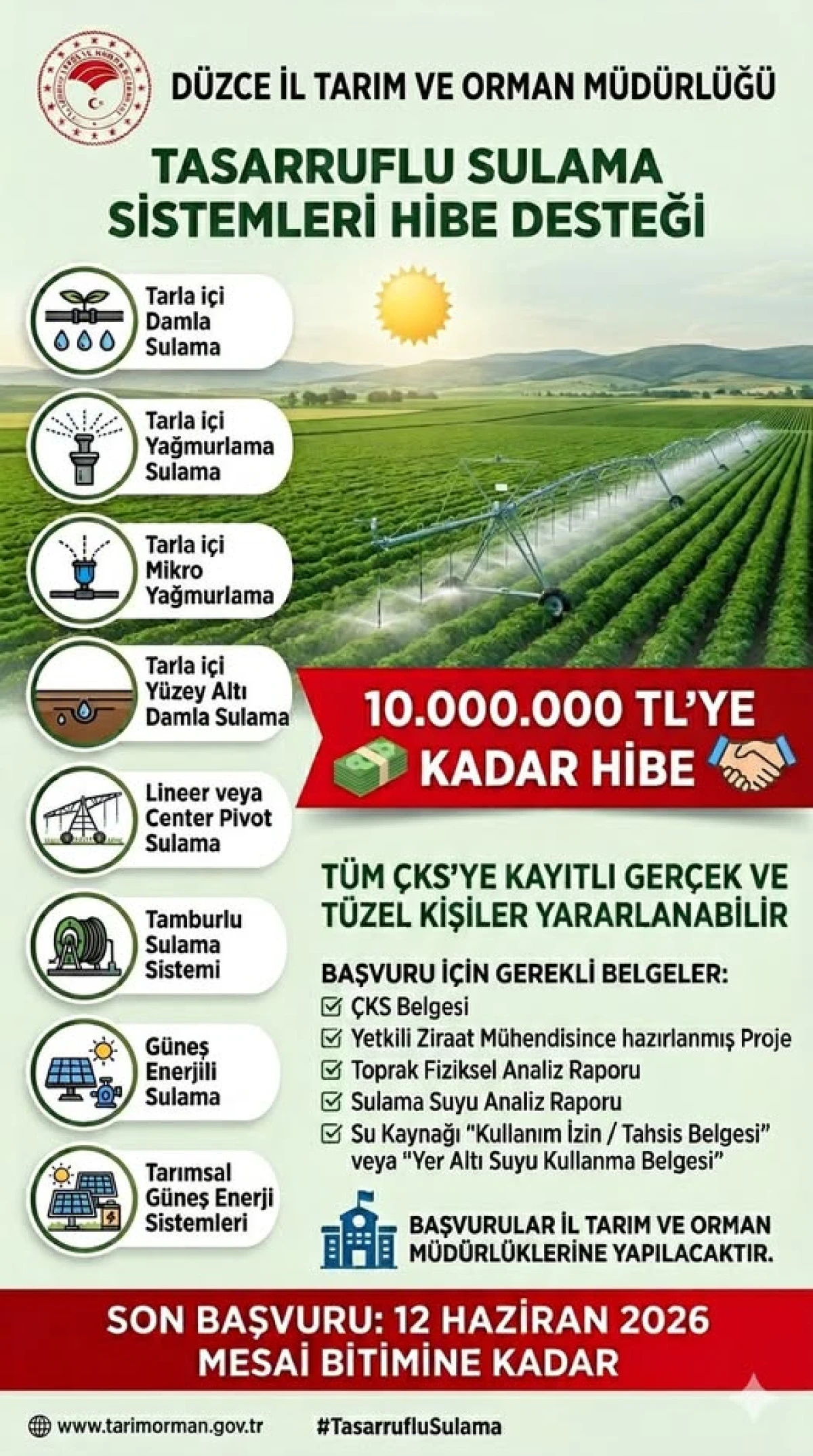 D&uuml;zce&rsquo;de Tarımsal &Uuml;retime Dev Destek