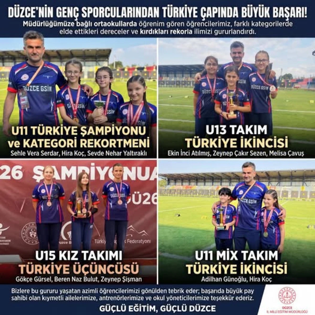 D&Uuml;ZCELİ GEN&Ccedil; SPORCULARDAN T&Uuml;RKİYE &Ccedil;APINDA B&Uuml;Y&Uuml;K BAŞARI!