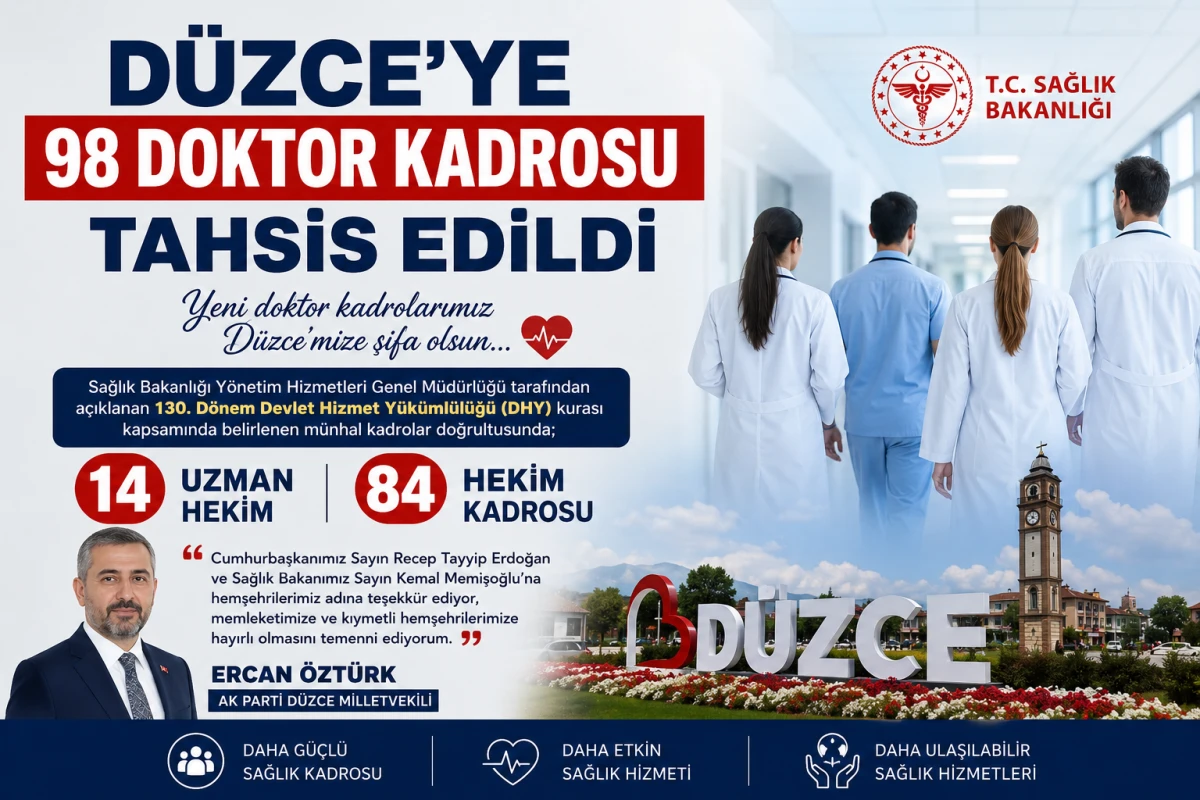D&uuml;zce&rsquo;ye 98 Yeni Doktor Kadrosu Tahsis Edildi