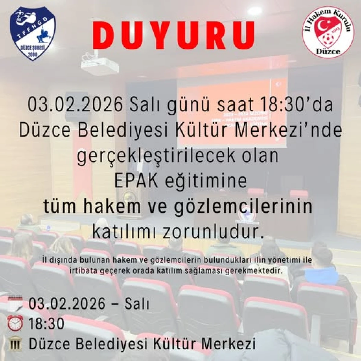 EPAK Eğitimi 3 Şubat&rsquo;ta yapılacak