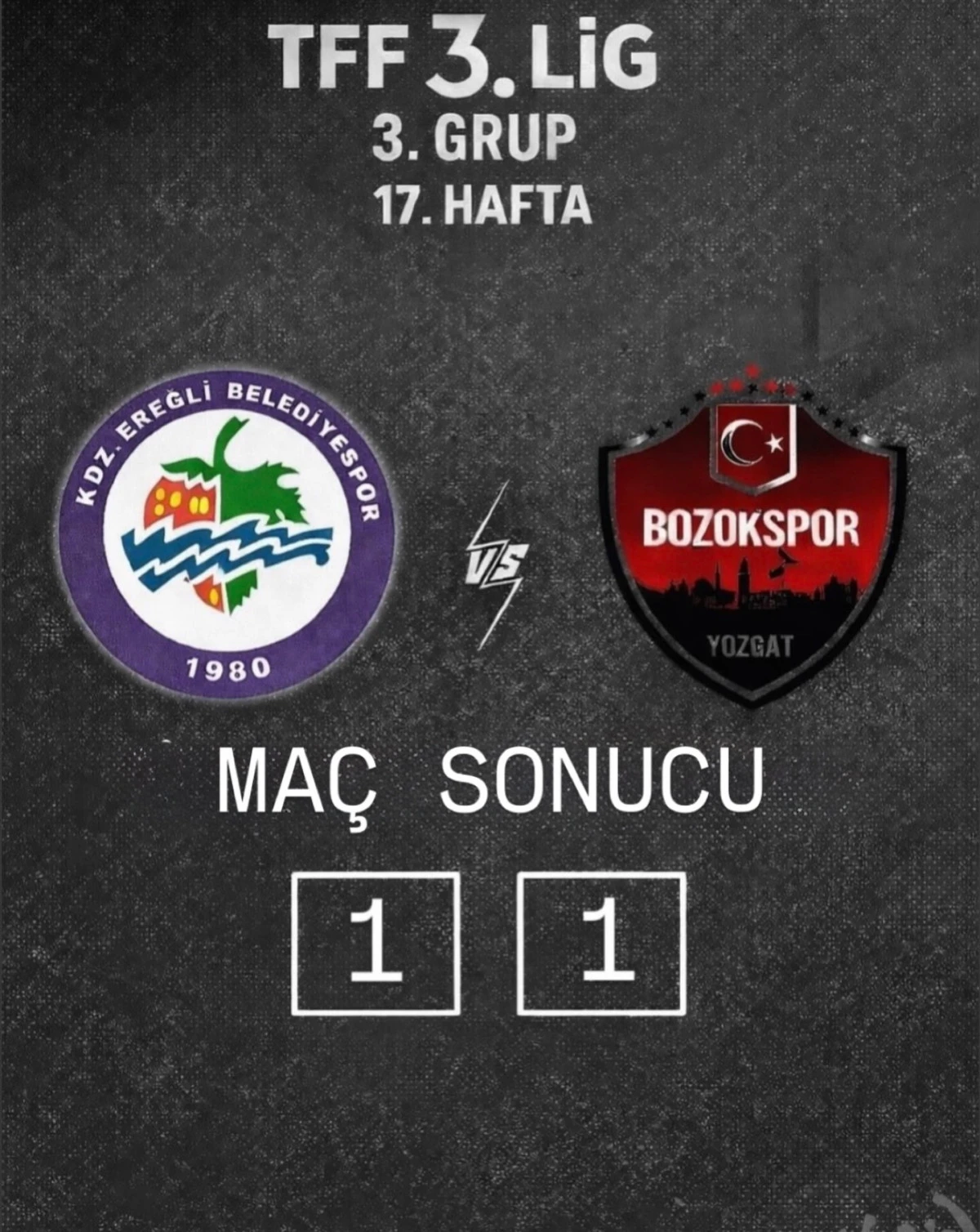 Ereğli'de kazanan yok, 1'er puana razı oldular.