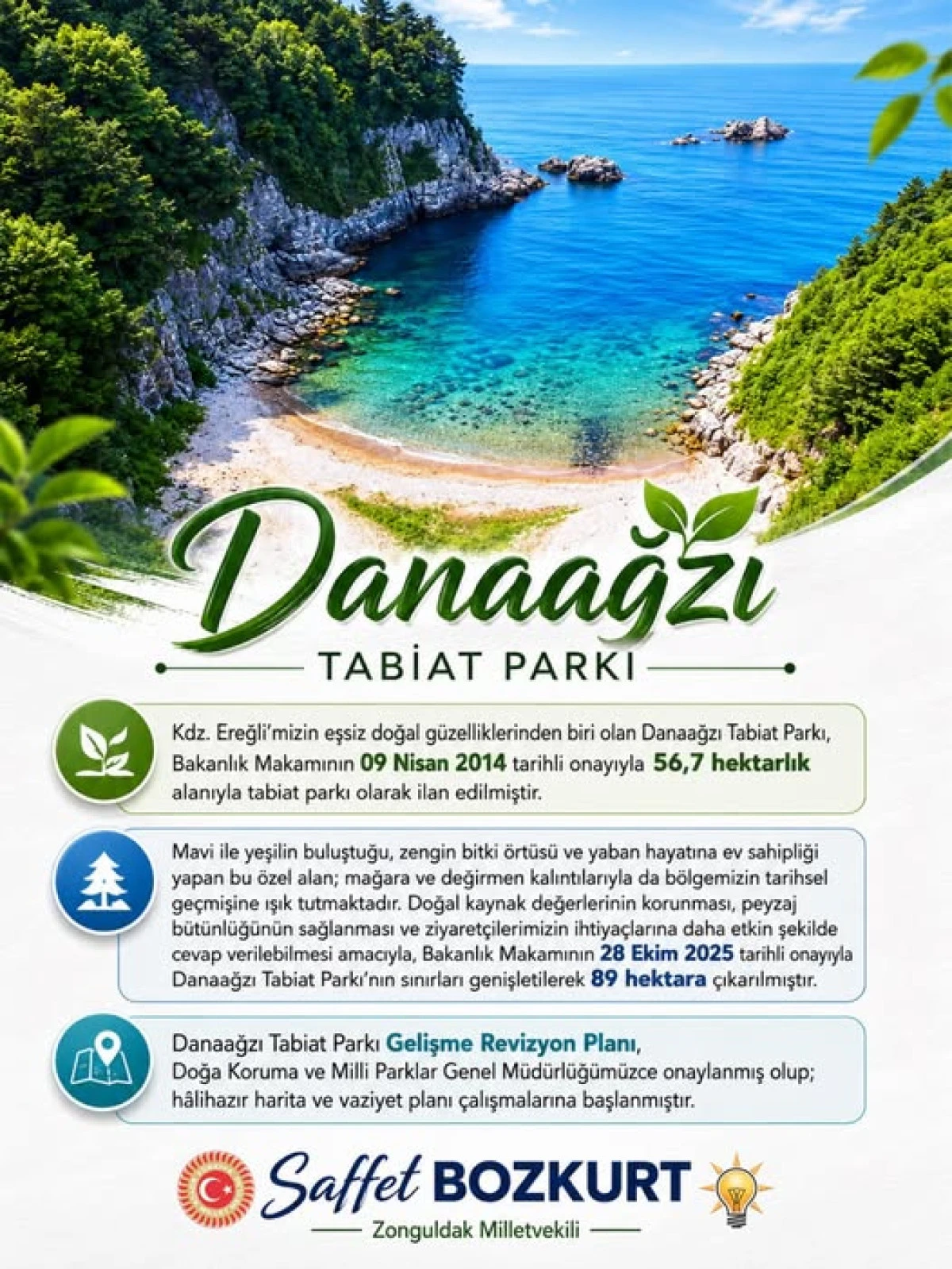 Ereğli Danaağzı Tabiat Parkına   onay verildi