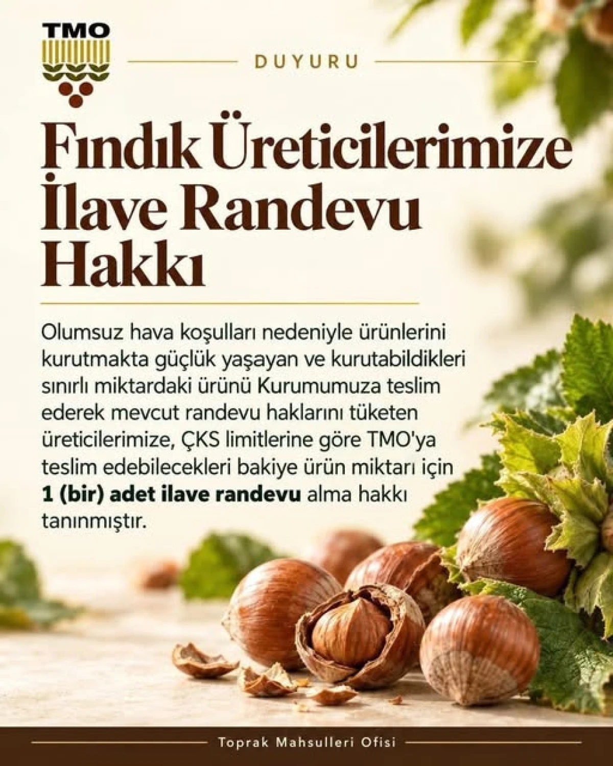 Fındık &Uuml;reticilerimize M&uuml;jde!