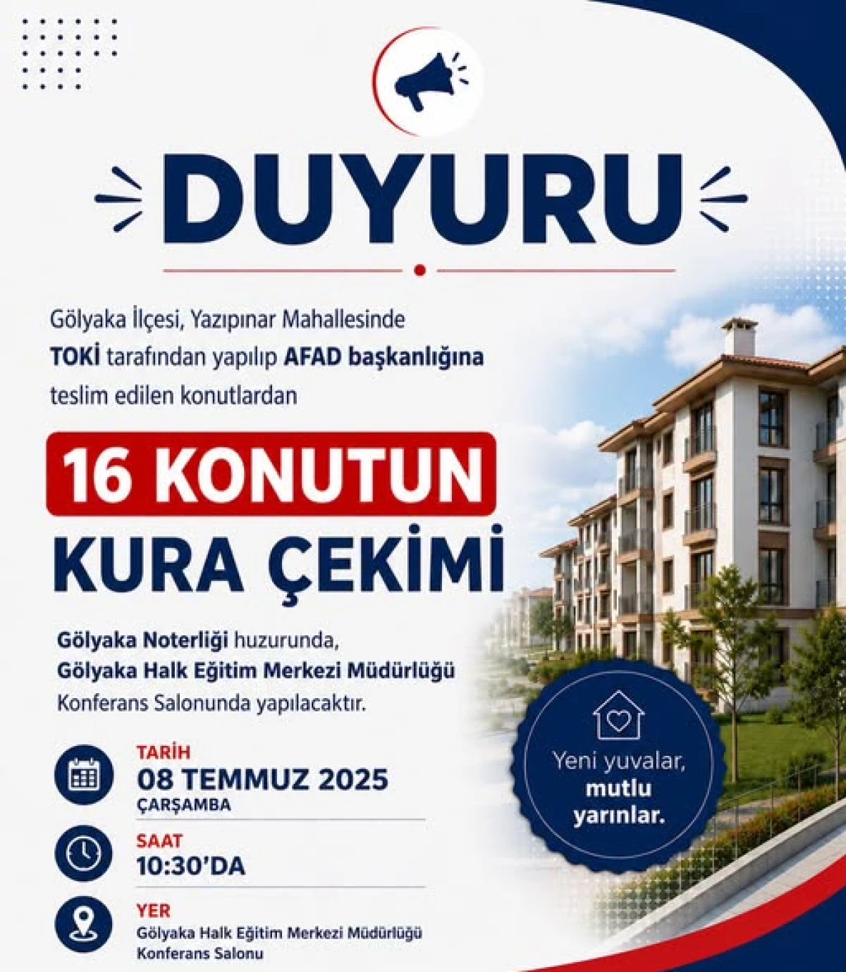 G&Ouml;LYAKA BELEDİYESİ DUYURDU