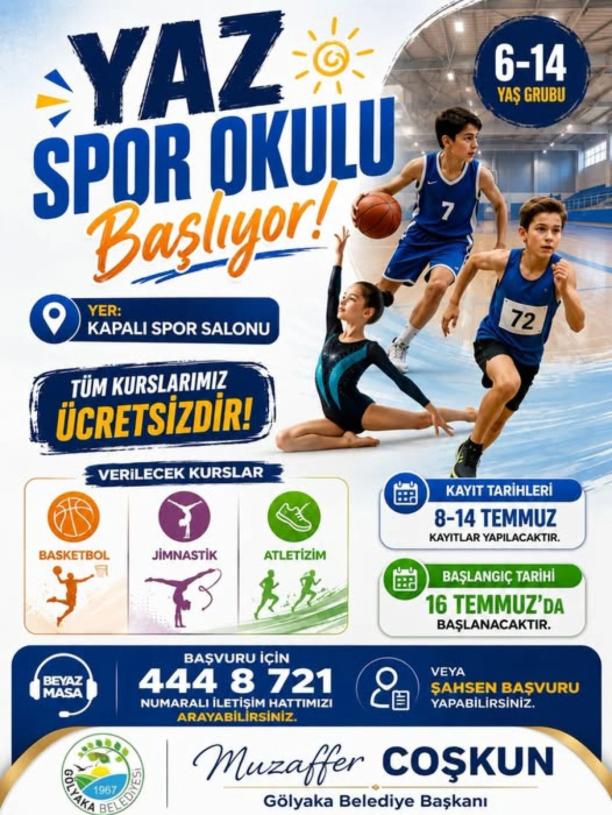 G&ouml;lyaka Belediyesi Yaz Spor Okulu İ&ccedil;in Kayıtlar Başladı