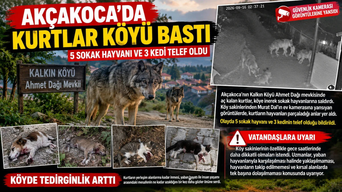 (G&ouml;r&uuml;nt&uuml;l&uuml;) AK&Ccedil;AKOCA&rsquo;DA KURTLAR K&Ouml;Y&Uuml; BASTI: