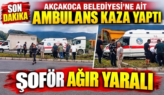 (G&ouml;r&uuml;nt&uuml;l&uuml;) D&uuml;zce&rsquo;de ambulans tıra arkadan &ccedil;arptı 1 kişi ağır yaralı