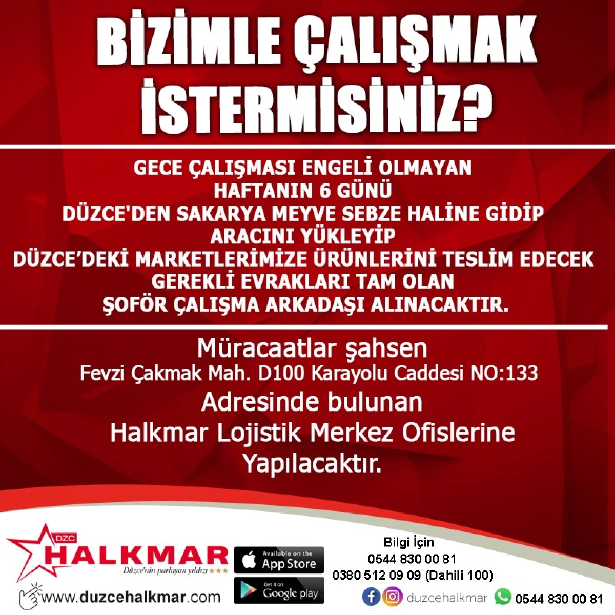 Halkmar B&uuml;nyesinde &Ccedil;alışacak Eleman Arıyor