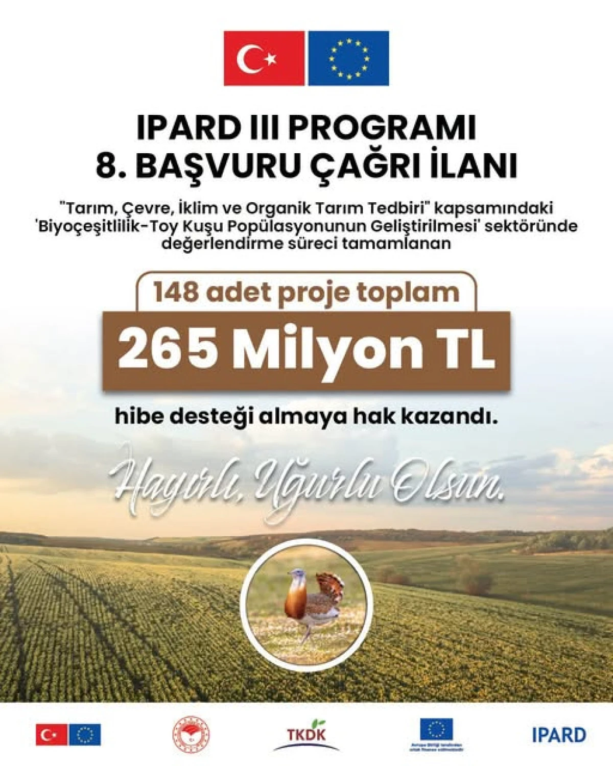 IPARD III Kapsamında Toy Kuşlarının Korunmasına 265 Milyon TL Hibe Desteği